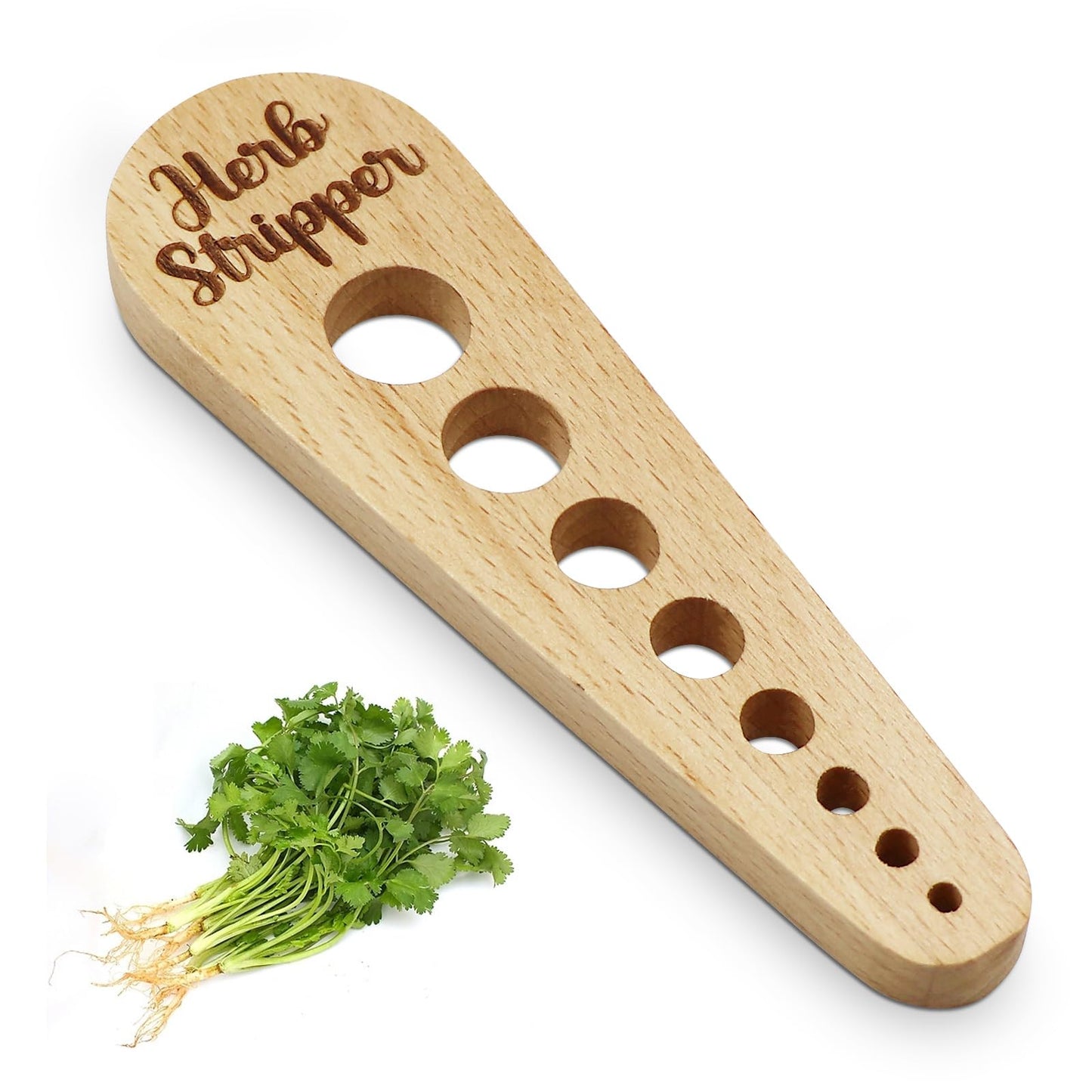 Herb Stripper Wooden Vegetable Leaf Remover Rustic Safe Kitchen Tool Cooking Gifts for Chefs and Housewives (Wooden)