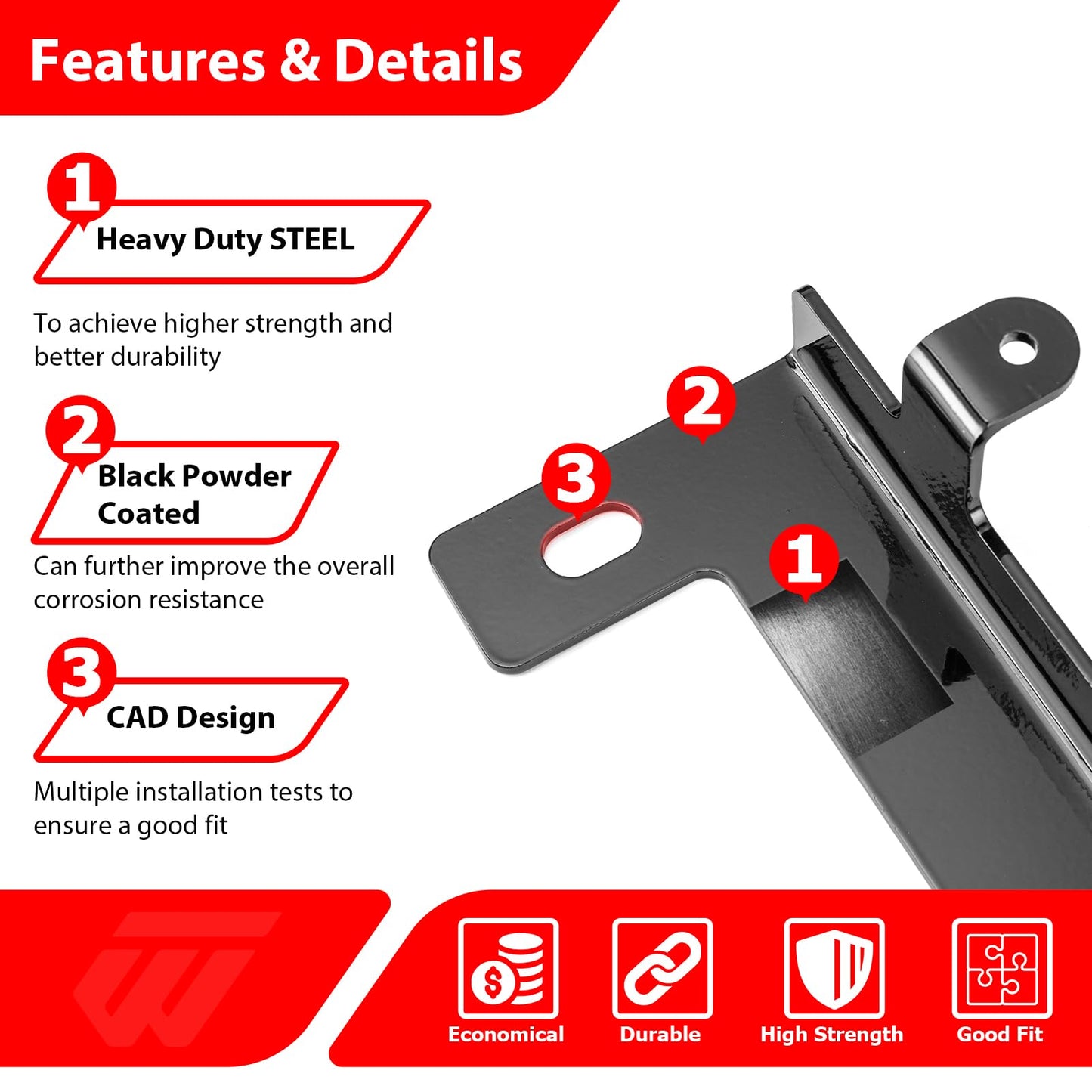 WeiSen Hidden Winch Mount Bracket Winch Mounting Plate Black Compatible with GMC Sierra 1500 Fit Chevy Silverado 1500 2007-2013