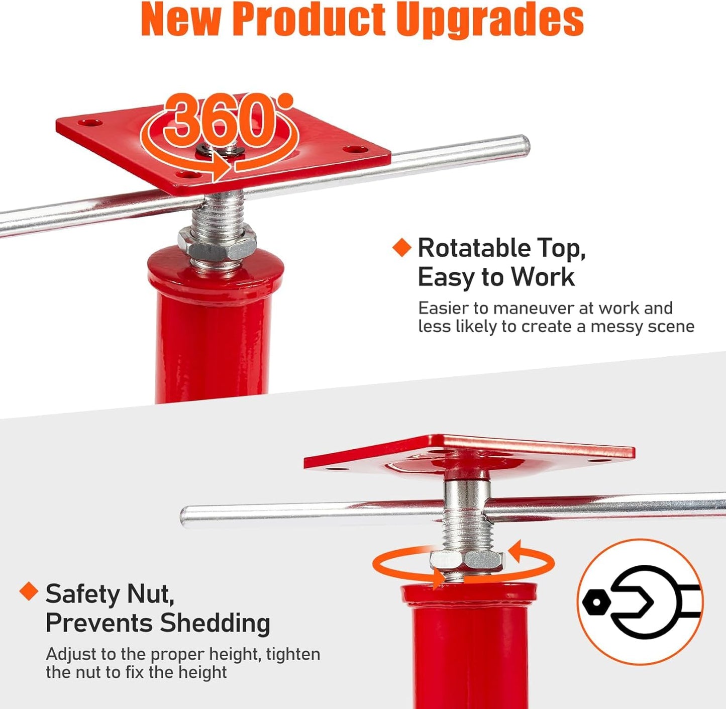 House Jacks for Leveling Crawlspace, 16" - 21" Height Range, 11023 lbs Max Load Capacity, House Floor Jacks Post Pole for Leveling, 2 Pack