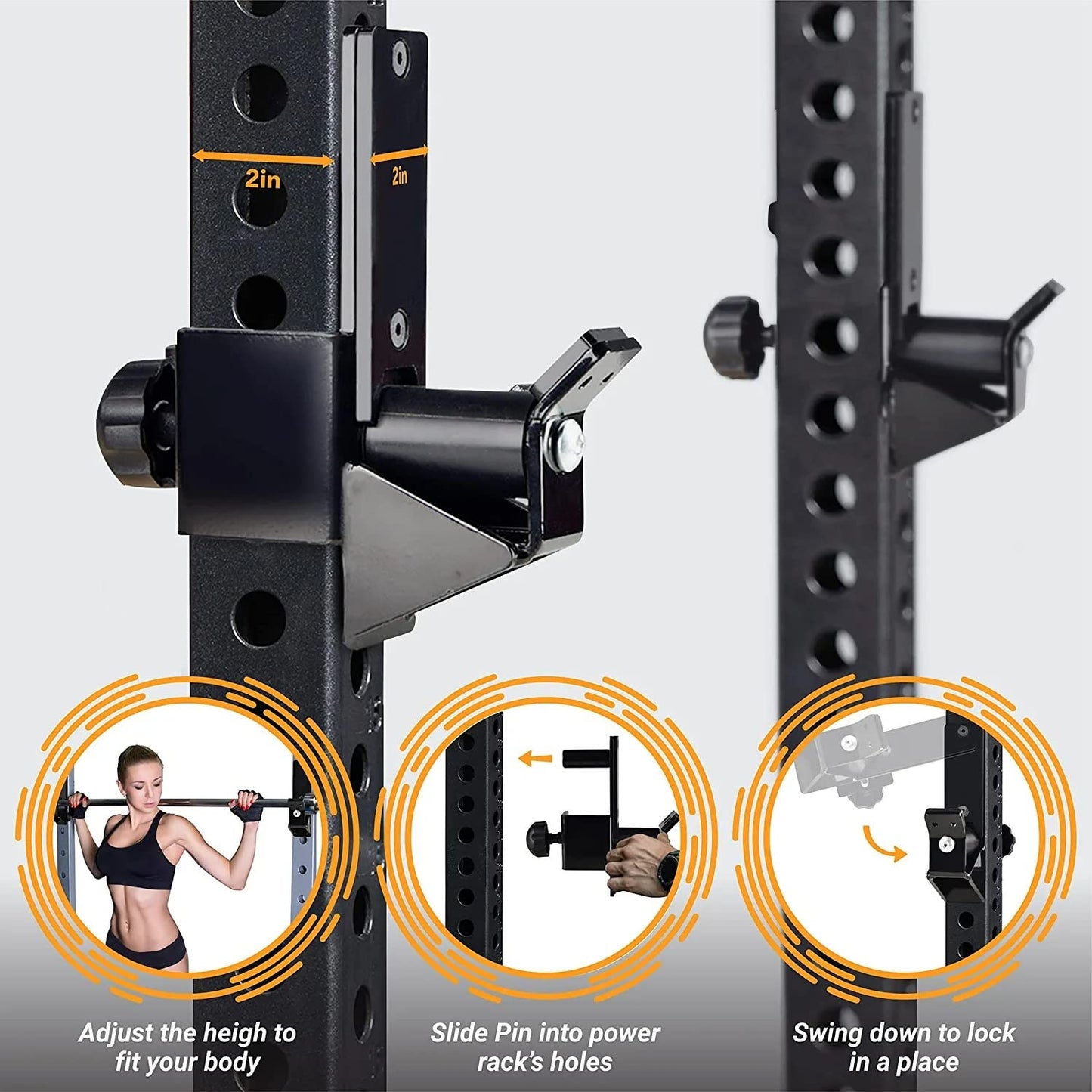 Yes4All Premium Spotter Arms And Barbell Holder Roller J-Hooks Attachment For 2x2 Power Rack/Power Cage/Squat Rack - 1,000 Lbs Capacity Attachments