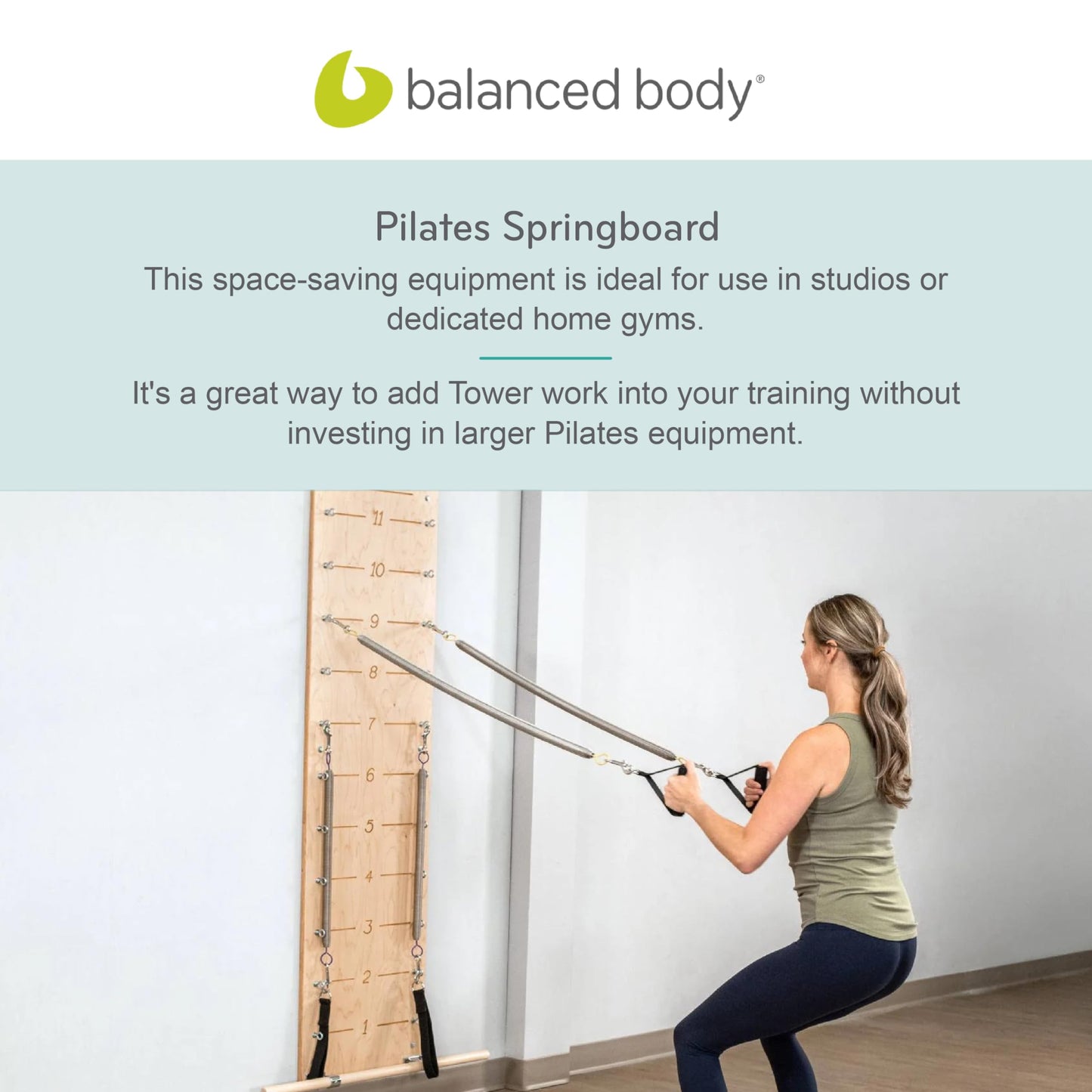 Balanced Body Pilates Springboard, Wall Mounted Pilates Workout Equipment for Home Gym or Studio Use, Pilates Exercise Equipment with Resistance Springs