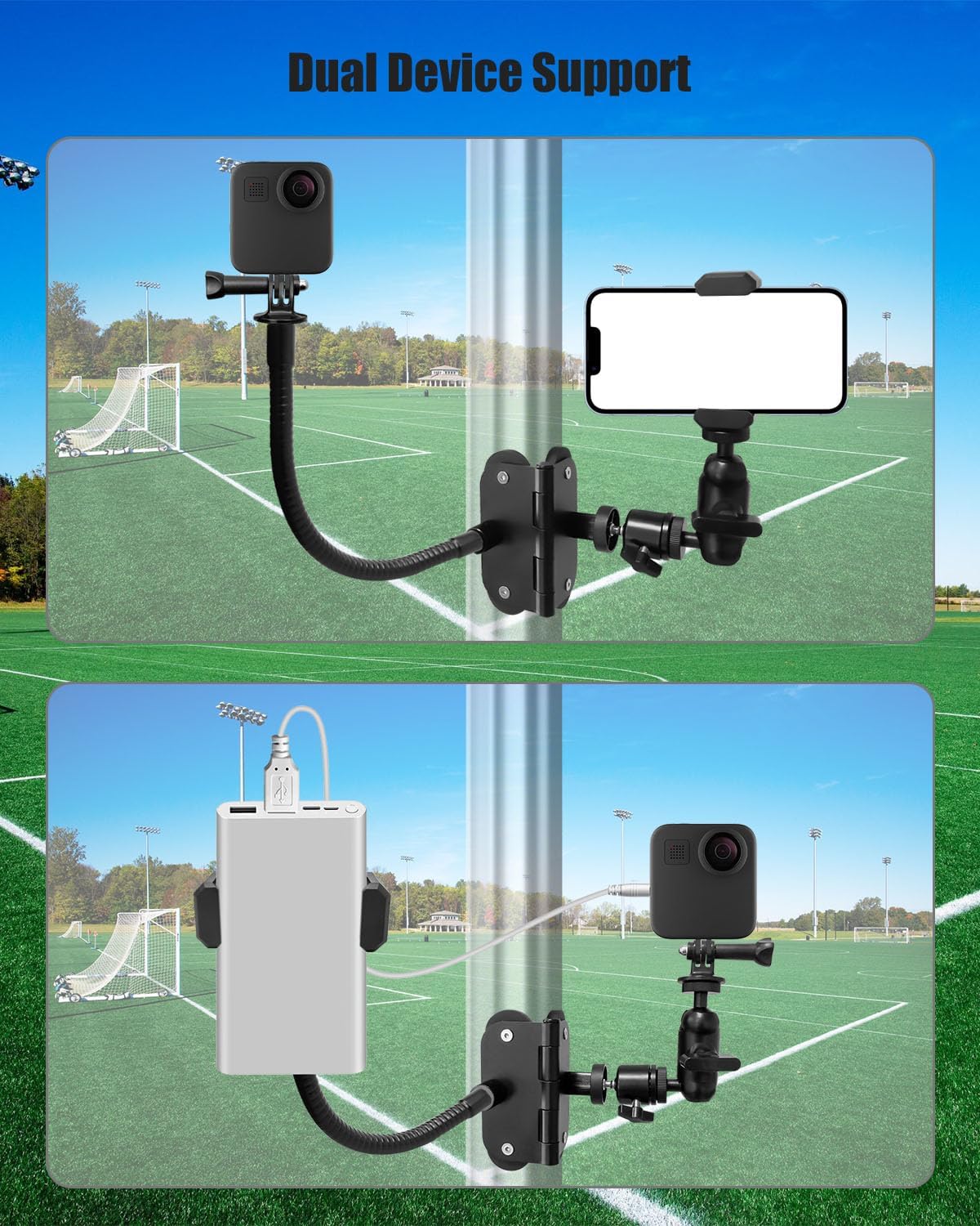 JUFZQO 360, Upgrade Magnetic Fence Mount Fit for GoPro Mevo Start iPhone and Insta Flexible Magnetic Phone Fence Mount