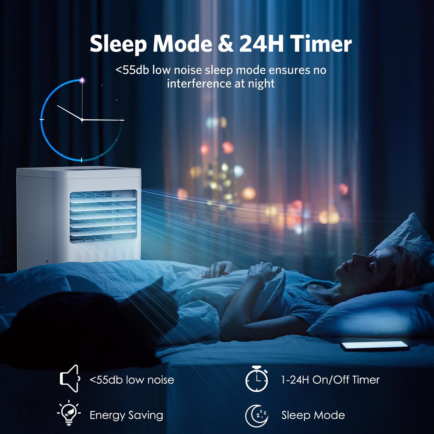 Electactic 8000 BTUs Portable Air Conditioners with cooling/dehumidification/fan/sleep mode,4-IN-1 Portable AC with 24H Timer & Remote Control & Window Kit