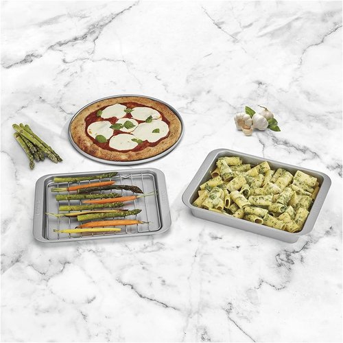 Cuisinart Toaster Oven Baking Pan Set - 4-Piece Silver Cookware for Perfect Baking
