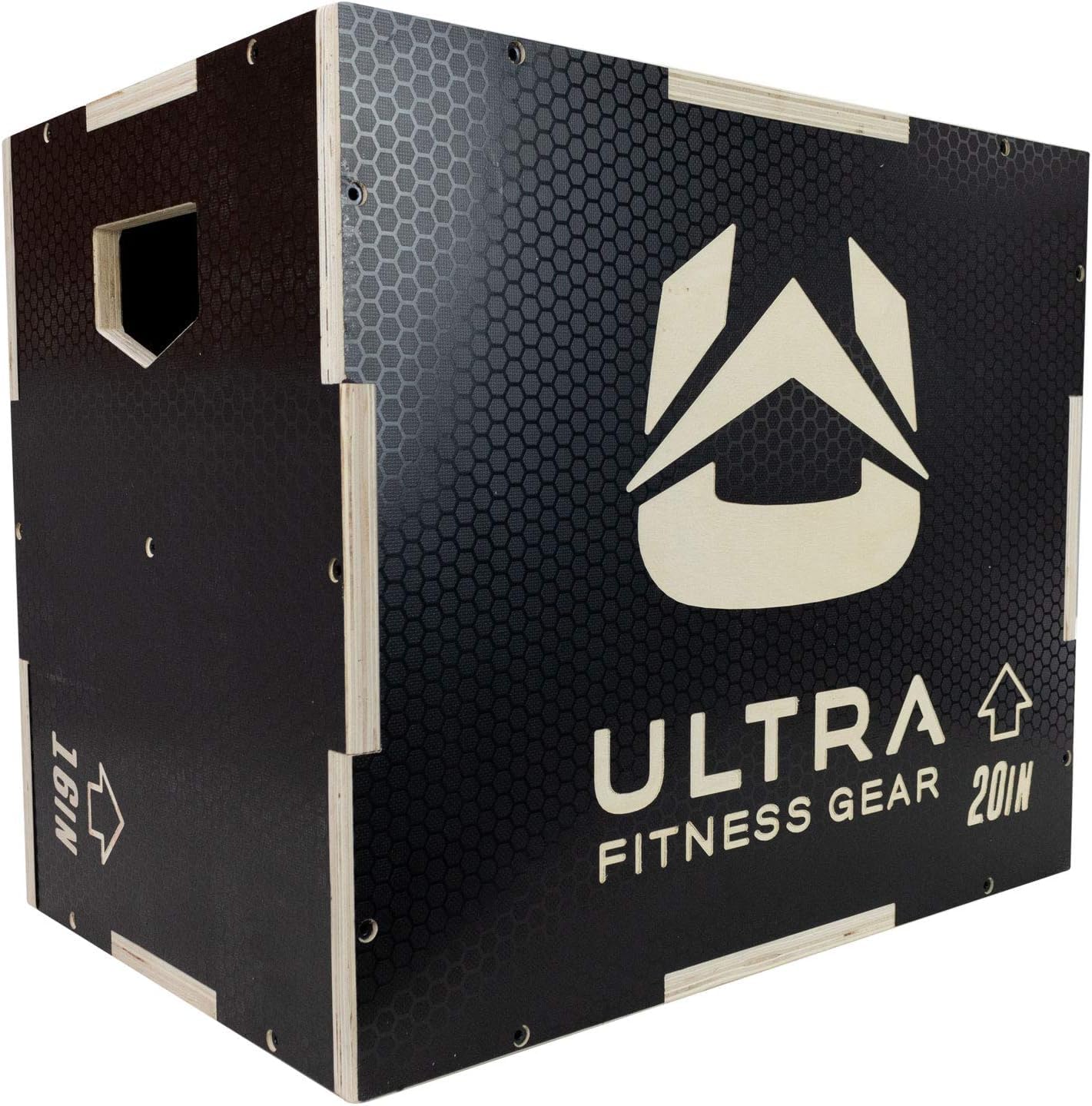 Ultra Fitness Gear Wooden Plyo Box, 31 Plyometric Jump Training Squat, Step Up, Jumps & More Workout Size S, M, L, XL, Home Gym Exercise Equipment (Black Anti-Slip, Large 24/20/16)