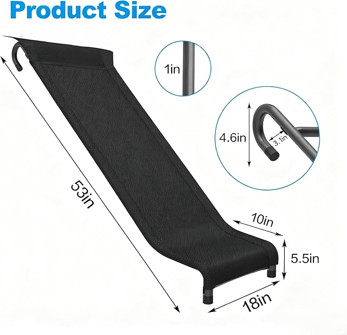 Ergonomic Trampoline Slide with Buffer Region for Children Kids, Outdoor Trampoline Slide Attachment, Heavy Duty Steel, Frame, Easy to Assemble (Black-Slide)
