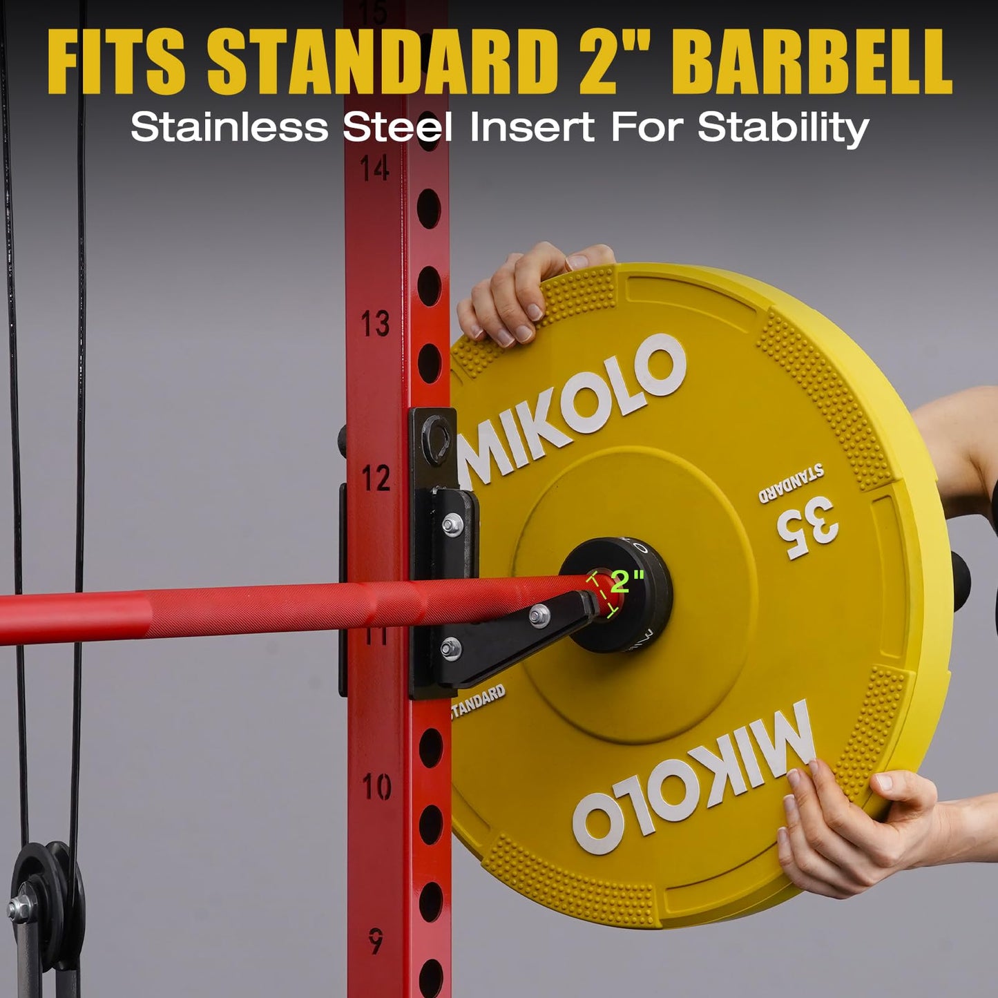 Mikolo Olympic Bumper Plates & Barbell Plates 2-Inch Weight Plate Set - Steel Insert, Low-Bounce & Quiet for Home Gym Strength Training (10+25+35 Set)