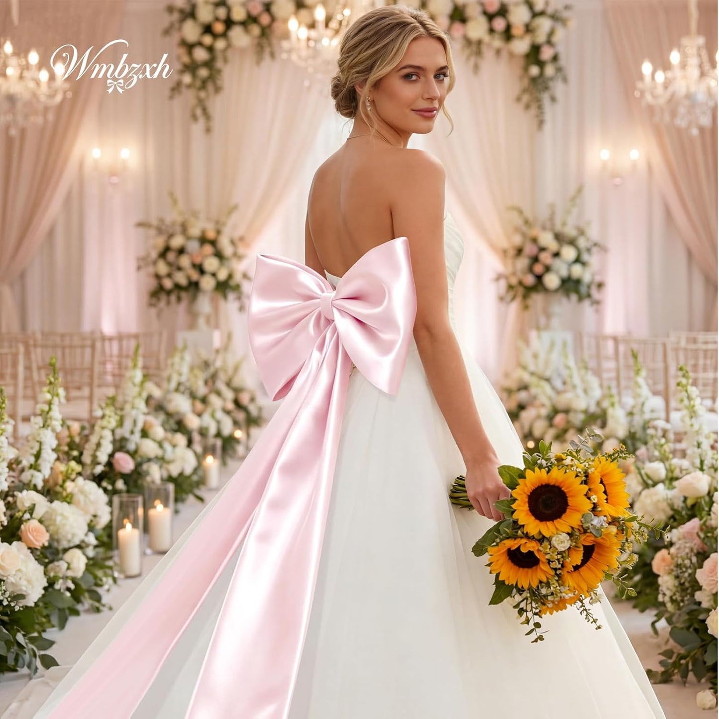 Skiennix Large 40"x24" Pink Satin Bows - Elegant Coquette Room Decor & Birthday Party Decorations