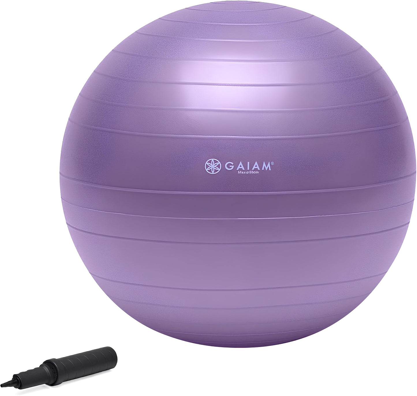 Gaiam 05-51980 Total Body Balance Ball Kit - Includes 55cm Anti-Burst Stability Exercise Yoga Ball, Air Pump & Workout Video - Purple