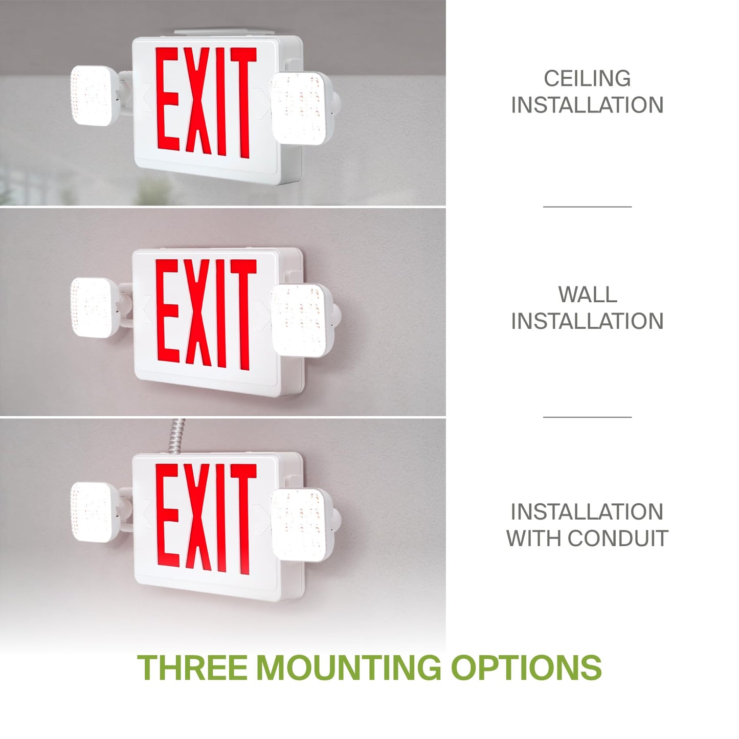 ASD LED Emergency Exit Sign with Battery Backup - 120-277V UL Double Face Rotatable Lighted Exit Signs with Emergency Lights for Business, Commercial Battery Operated LED Sign Power Outage 6 Pack