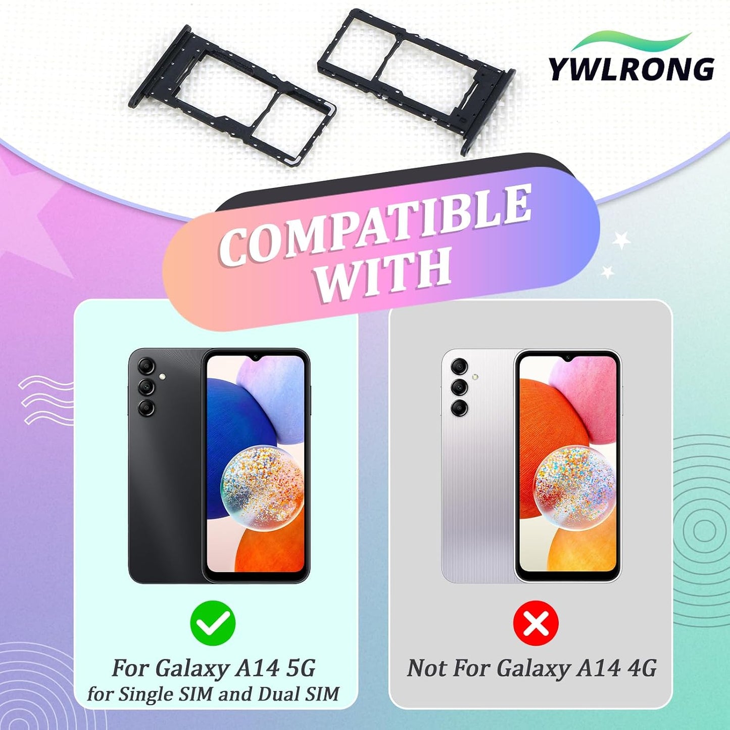 2PCS A14 5G A14 5G SM-A146U A146U1 S146VL SIM Card Tray for Samsung Galaxy SIM Card Slot Holder Replacement for Samsung