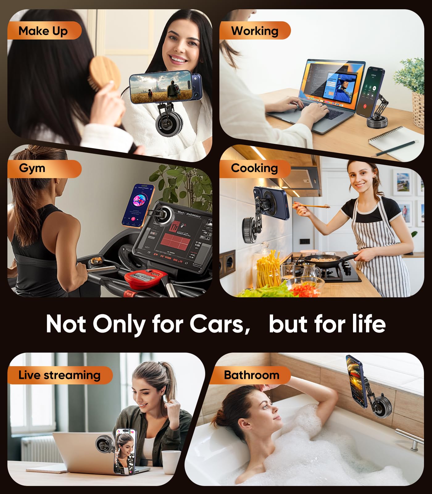 CRUIHOG Car Phone Holder,3-AXIS Telescopic Arm Magnetic Phone Mount, 360° Rotatable & Adjustable & Foldable Vacuum Suction Phone Stand,Phone Holders for Your Car/Dashboard/Windshield/Gym/Mirror