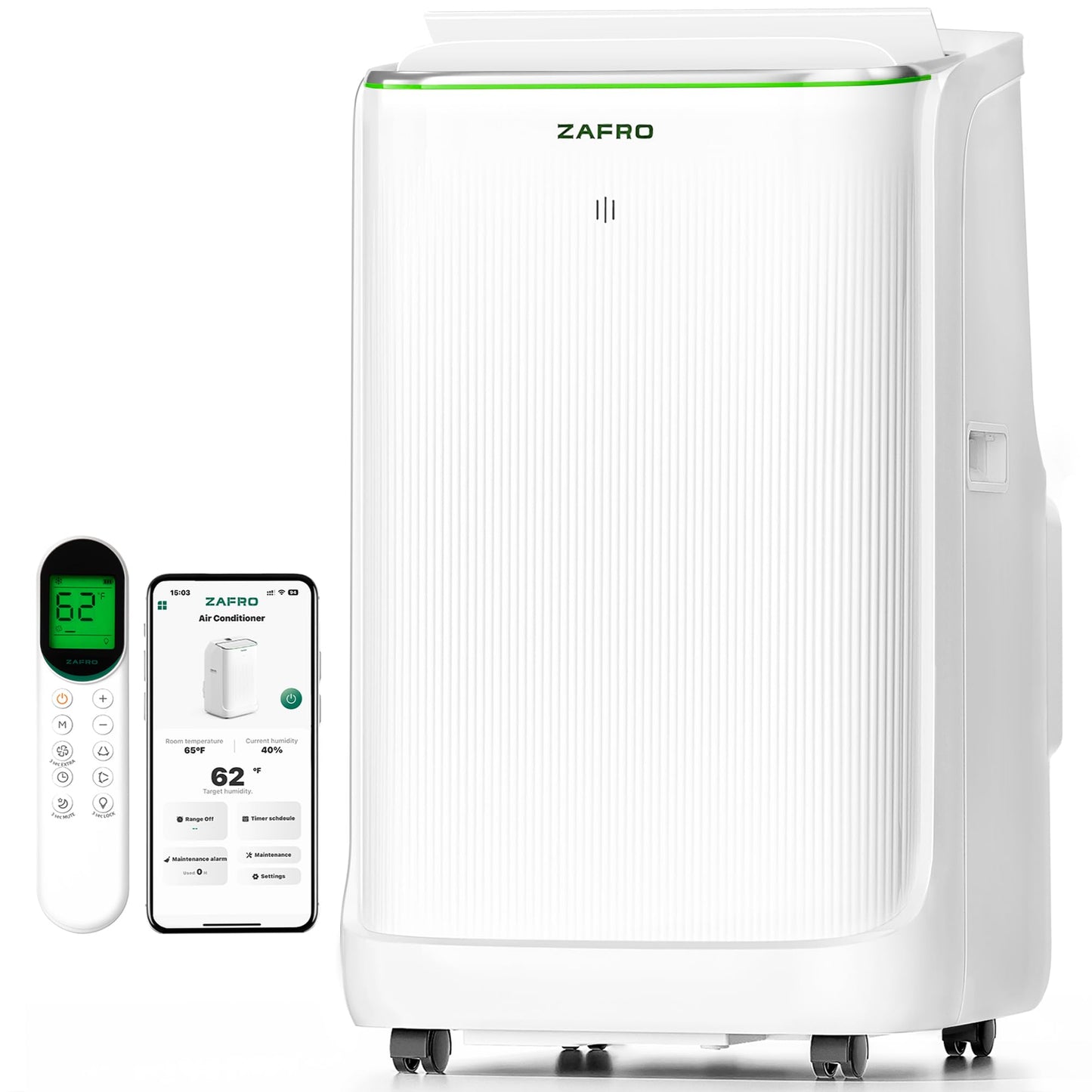 ZAFRO Smart Inverter Portable Air Conditioners, 14000 BTU (10000 BTU SACC) Dual Hose Portable AC Unit with Energy Saving/Ultra Quiet(42dB 2026)/Drainage-free Cool/APP/Remote for Multi-Scenario Use