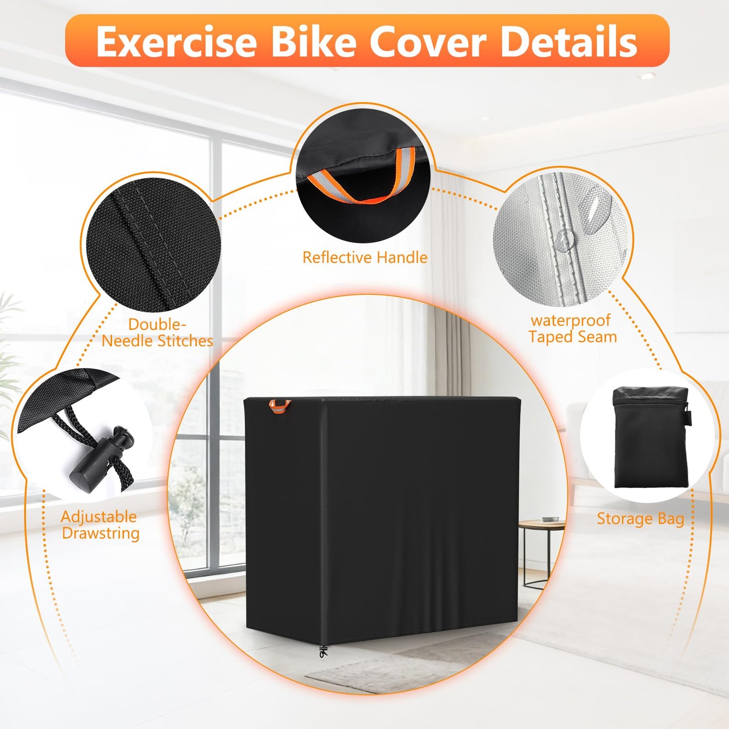 COSHNIBI Recumbent Exercise Bike Cover, Waterproof & Dustproof Cover for Recumbent Cross Trainer Stepper, Elliptical Exercise Machine Covers, 50"L x 27"W" x 47"H, All-Weather Indoor and Outdoor Use