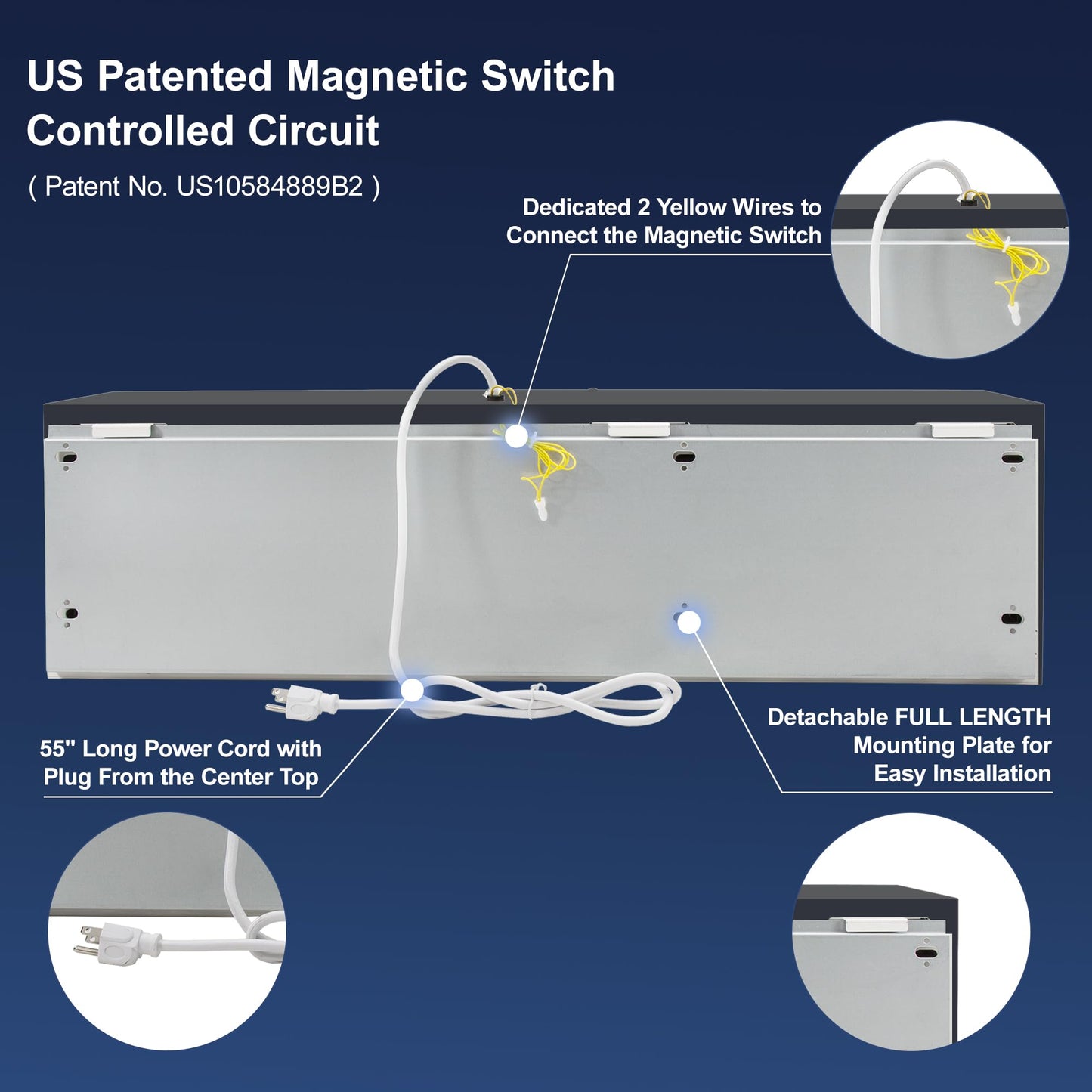 Awoco 48” Black Super Power 2 Speeds 1650 CFM Commercial Indoor Air Curtain, UL Certified, 120V Unheated with an Easy-Install Magnetic Switch