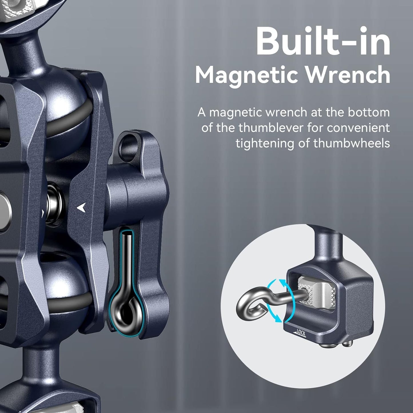 SMALLRIG 1/4 Camera Magic Arm, Flexible Articulating Arm with Screws, Field Monitor Mount with Dual Ballhead, Aluminum