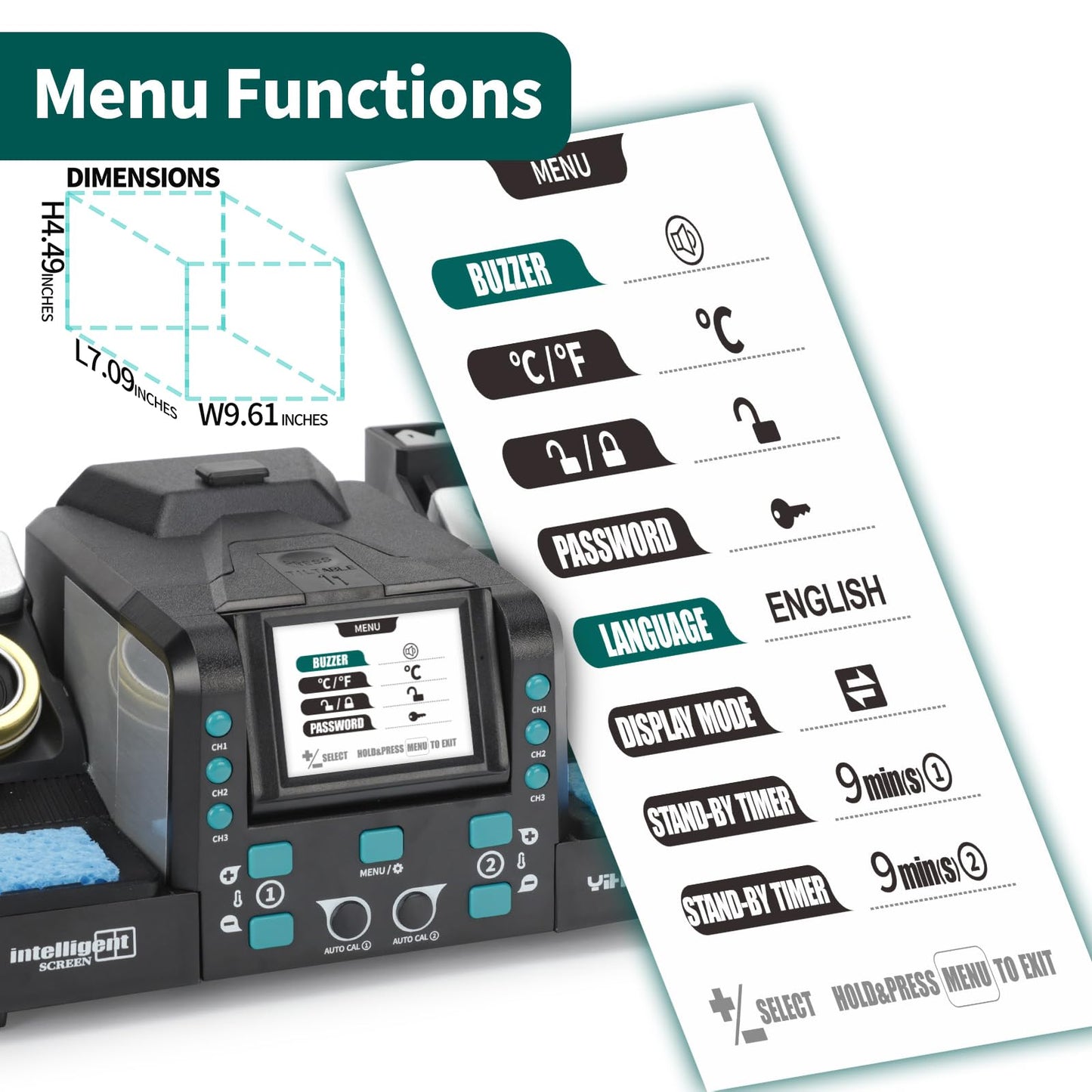 YIHUA 982D-II 2-IN-1 Digital Soldering Iron Kit, Precision Soldering Station with C210 and C245 Precision Soldering Iron, Auto Calibration, Adaptive Display, PID Temperature Control, Rapid Heating