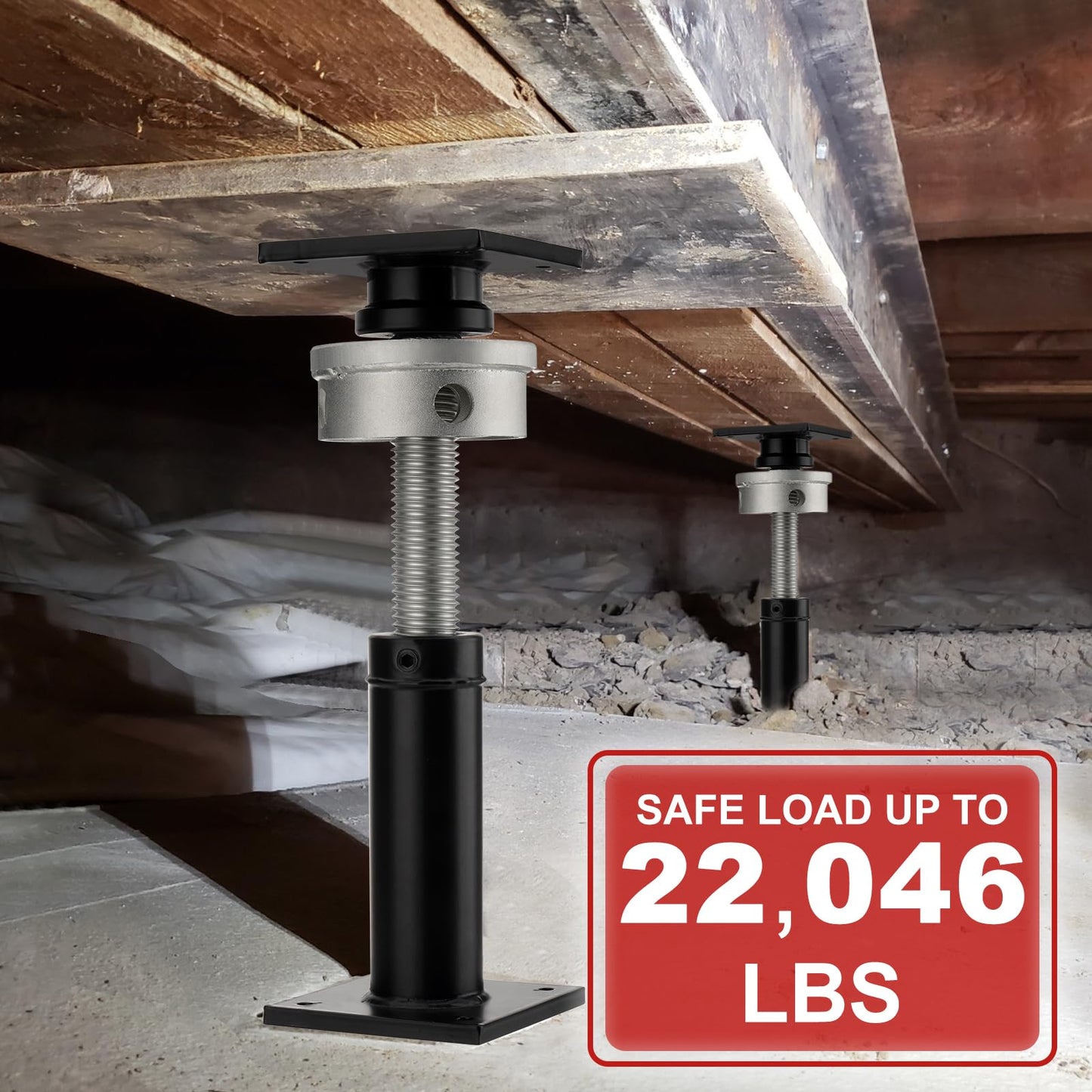 TRUCFUSION Screw Jacks Post Home Leveling, 9.5-15" House Floor Jacks, Foundation Floor Jack for Crawl Space, 22,046 lbs Load Capacity, 2 PCS Black
