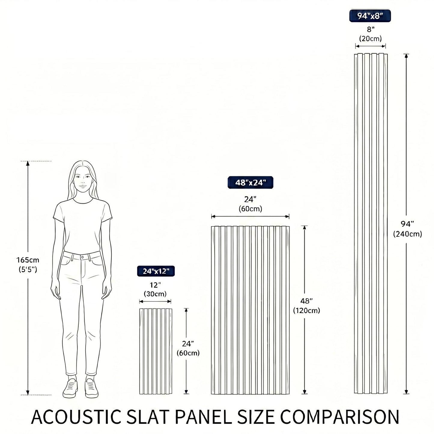 Wood Wall Panels 24" x 12" Acoustic Wood Slat Wall Panel, 20-Pack(40ft²) Soundproof Wood Slat Panel for Noise Cancelling and Interior Wall Decoration, Living Room, Bedroom, Office, Grey