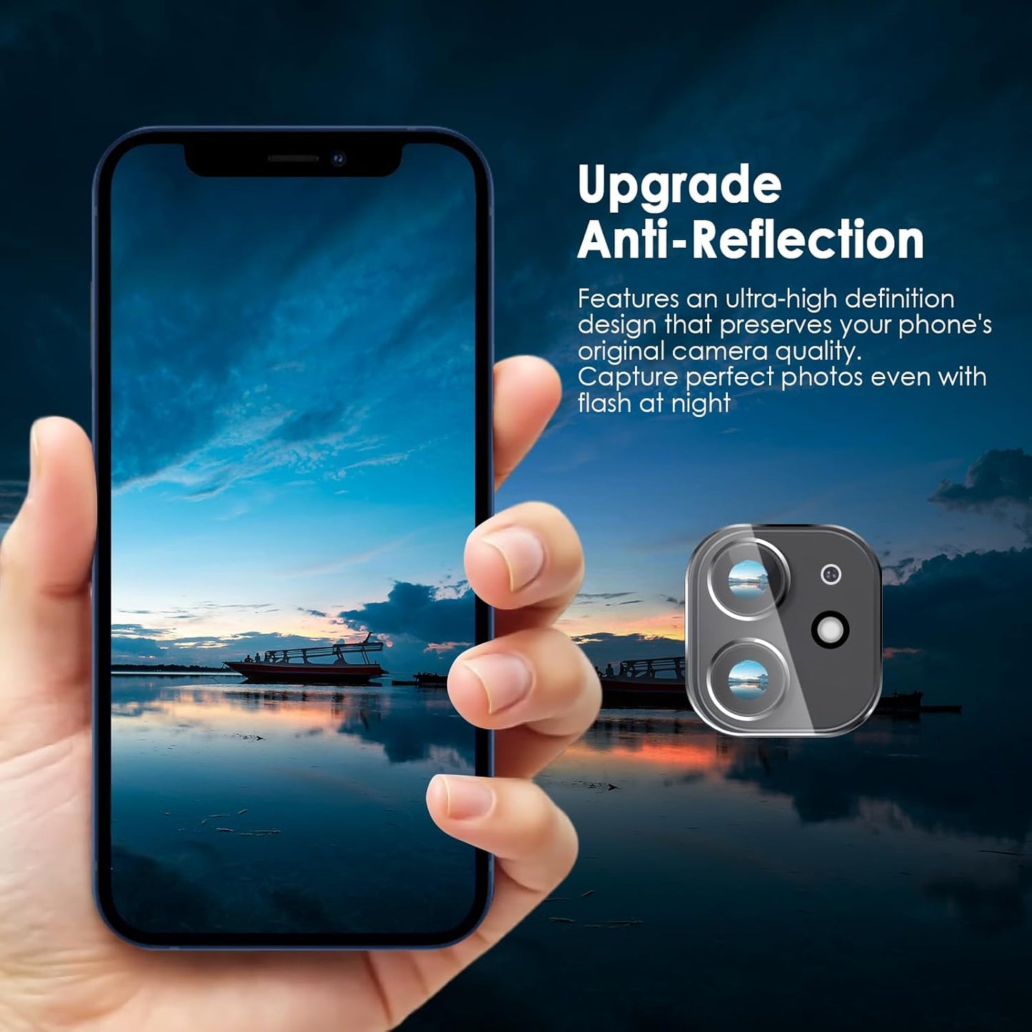 11/12 9H FanTEK Camera Lens Protector for iPhone Mini, Tempered Glass Camera Screen Cover, Ultra HD Clear Acrylic Full