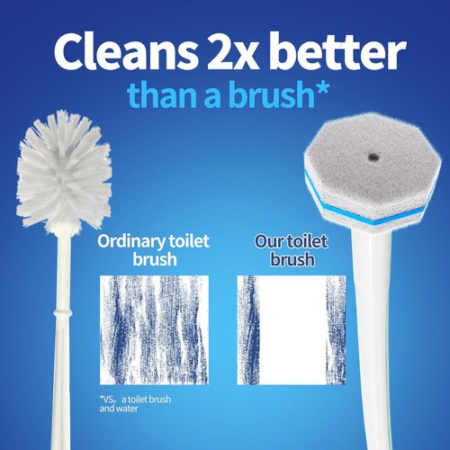 Hohoky Disposable Toilet Brush System - Wall Mounted Cleaning Kit with 60 Replacement Pads