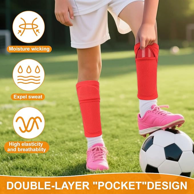 Shin Guards Soccer Kids 2025 Version High-Density Foam Soccer Shin Guard with Sleeves Shin Protective Pads for Kids Daily Practice School Competitions Outdoor Play