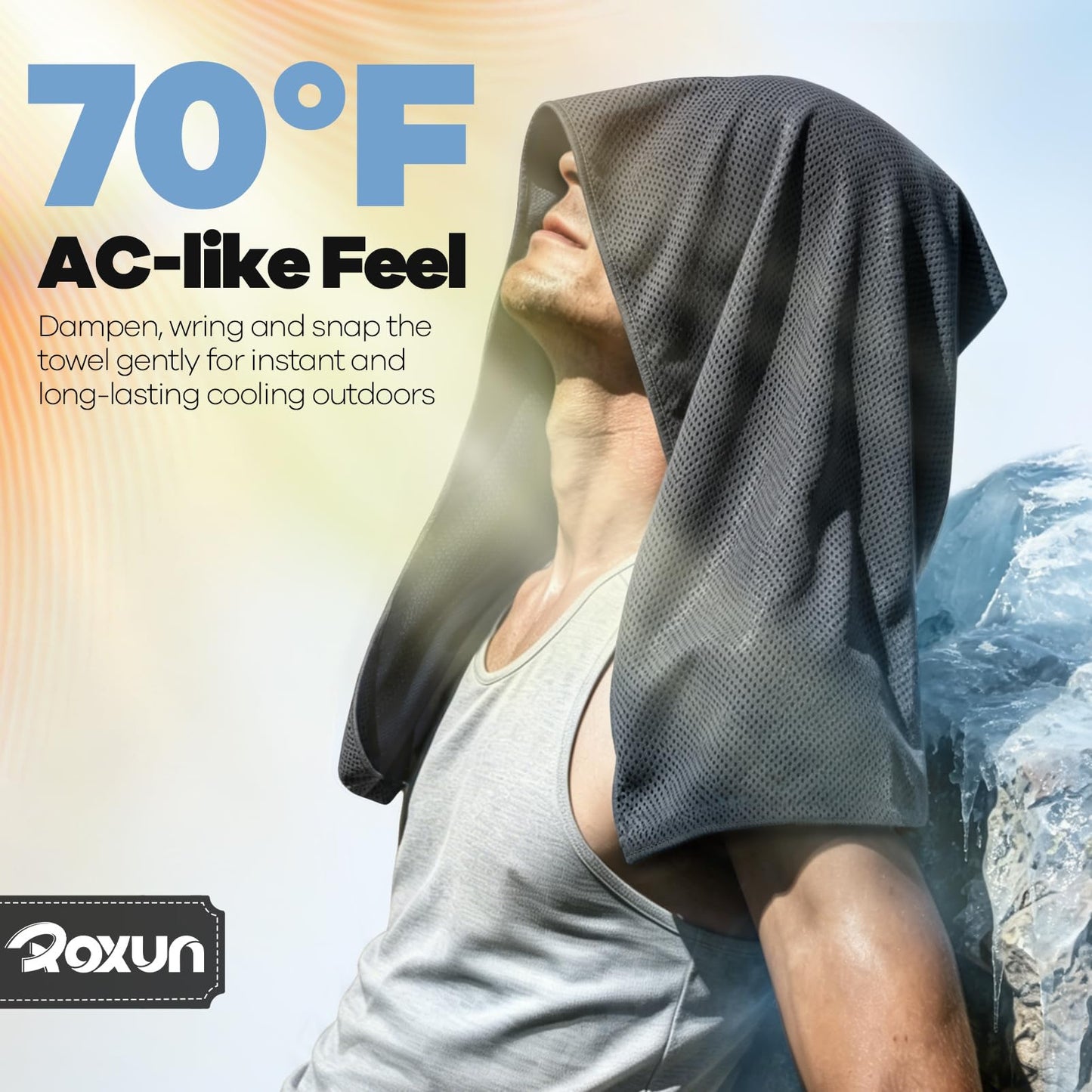 ROXUN 4 Pack Cooling Towels, 40''x12'' Soft Breathable Chilly Neck Ice Towel for Workout Running Golf Pink+Green+Orange+Yellow