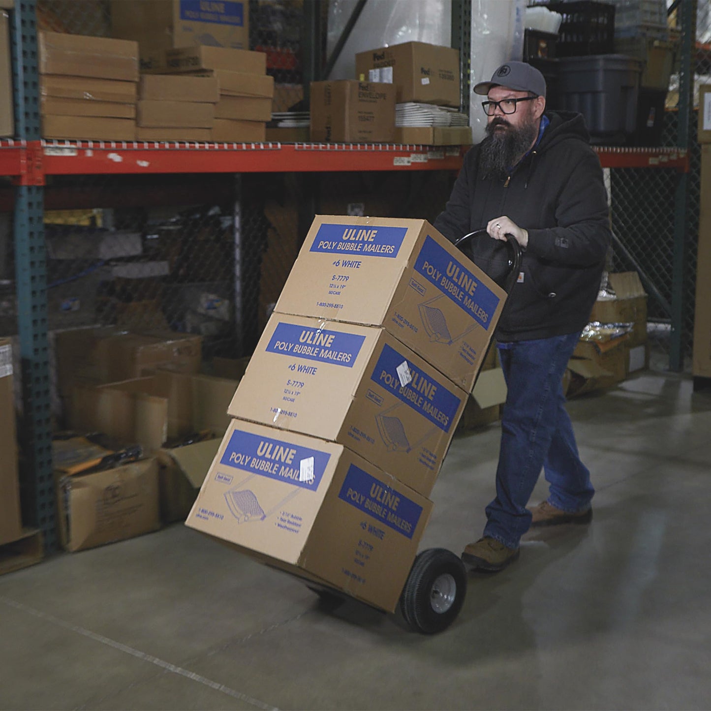 Ironton Steel Pneumatic Hand Truck Dolly, 600-Lb Capacity, Heavy-Duty Steel Frame, 10-in Pneumatic Tires, P-Style Handle, 14" x 8.5" Toe Plate