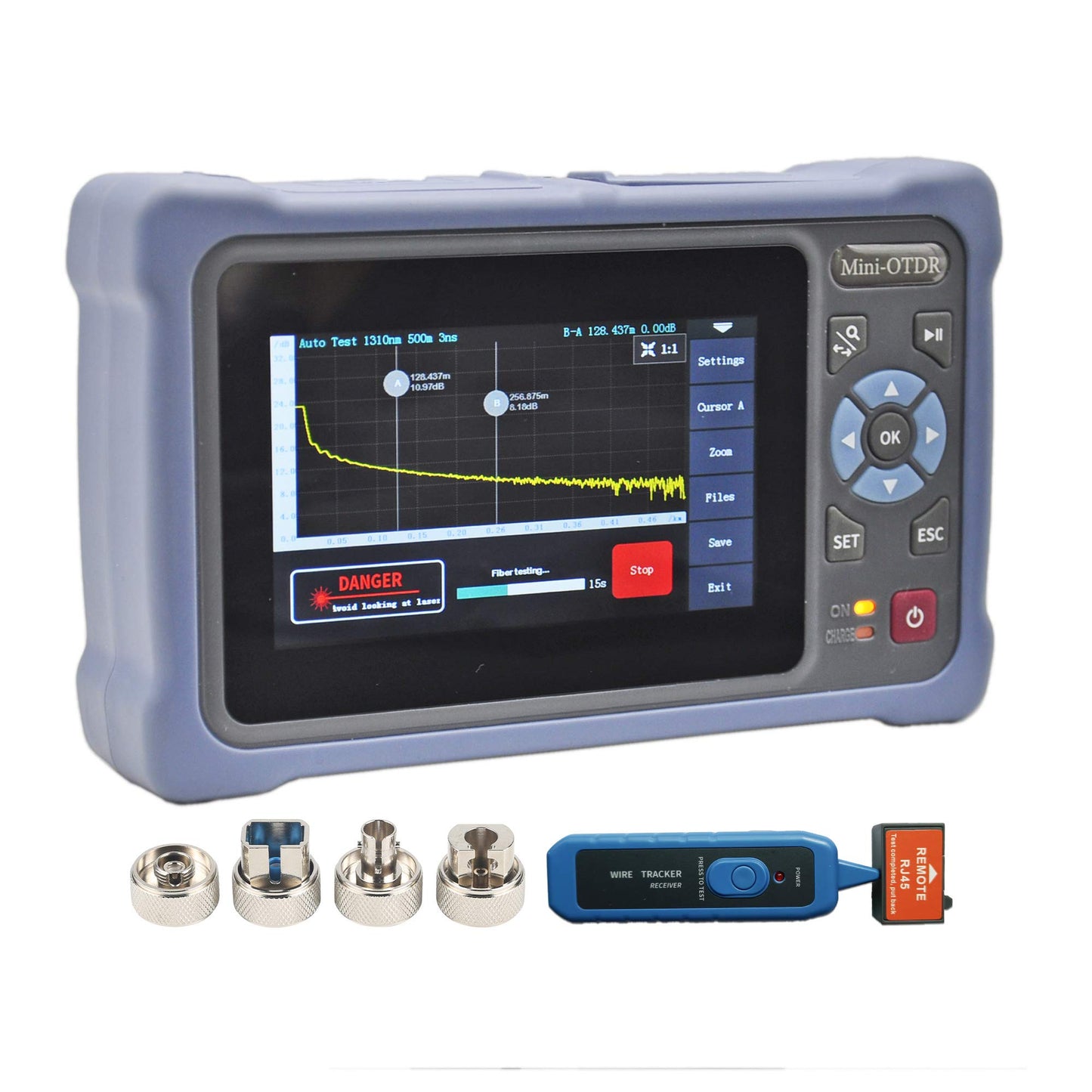 QIIRUN Portable OTDR Fiber Optic Tester 1310/1550nm 26/24dB - Easy-to-Use Optical Time Domain Reflectometer, 4.3" Touchscreen Handheld Fiber Tester with VFL OPM OLS, Complete Kit for Field Testing