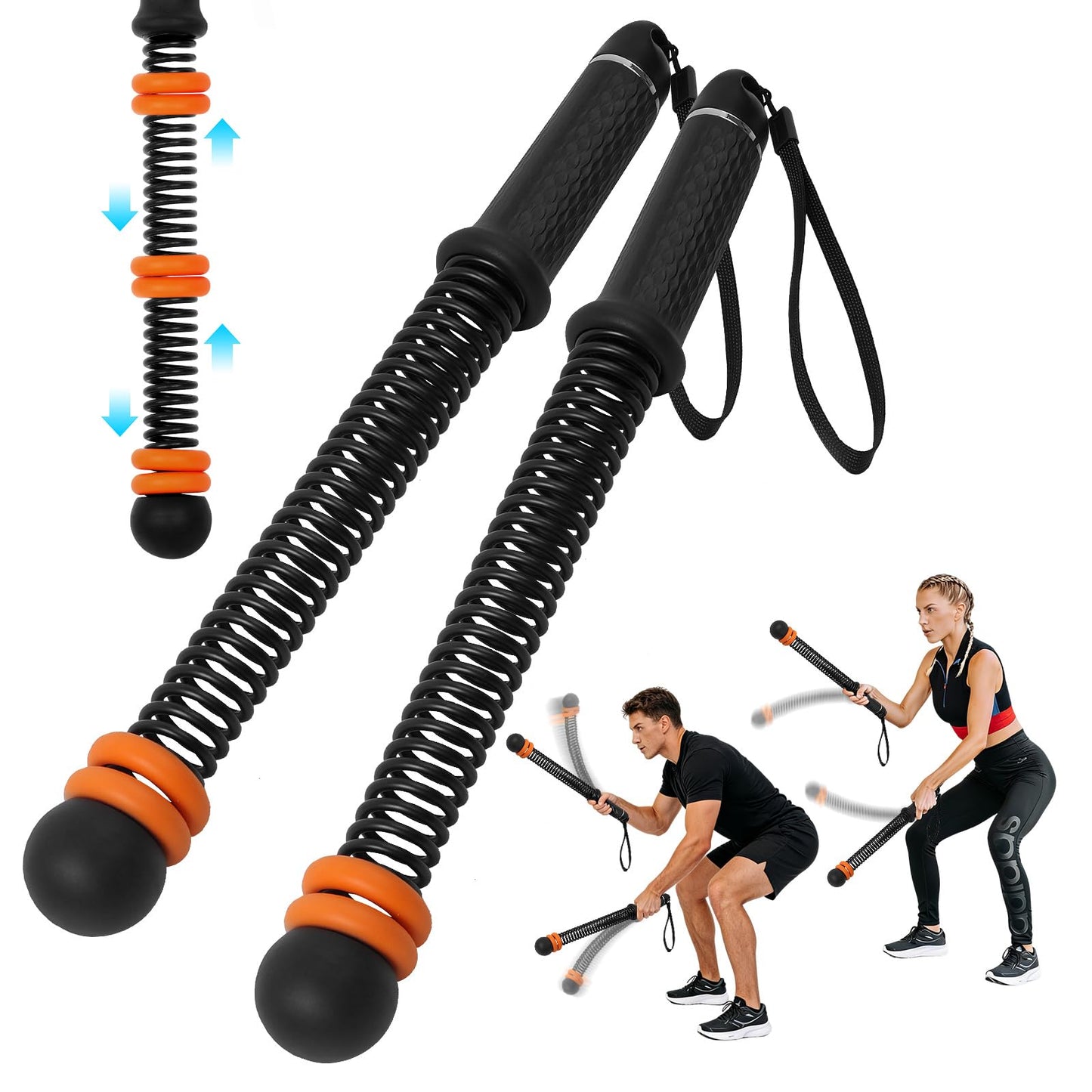 QWBthnk Adjustable Ropeless Battle Ropes, Weighted Cordless Battle Ropes for Home Gym, Quiet Non-Slip Exercise Ropes for Home Workout, Portable Battle Rope for HIIT Strength & Low-Impact Cardio