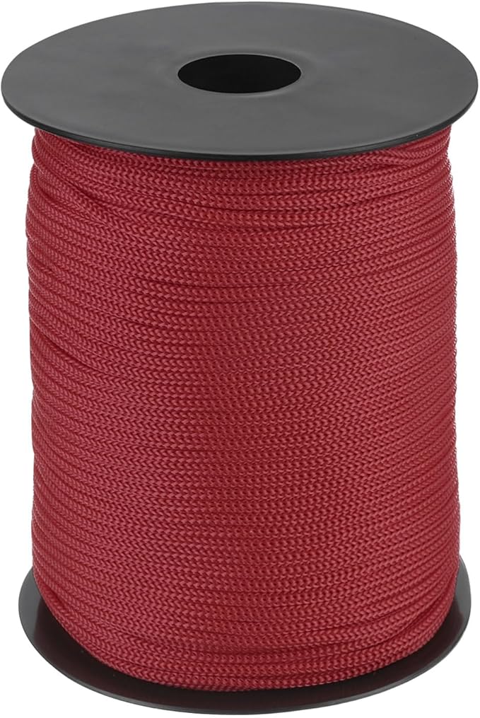 MECCANIXITY 1/8 Inch Polypropylene Rope Braided Ropes, 328ft Nylon Rope Hollow Utility Cord for Clothesline, Camping, Hiking, Outdoor, Wine Red