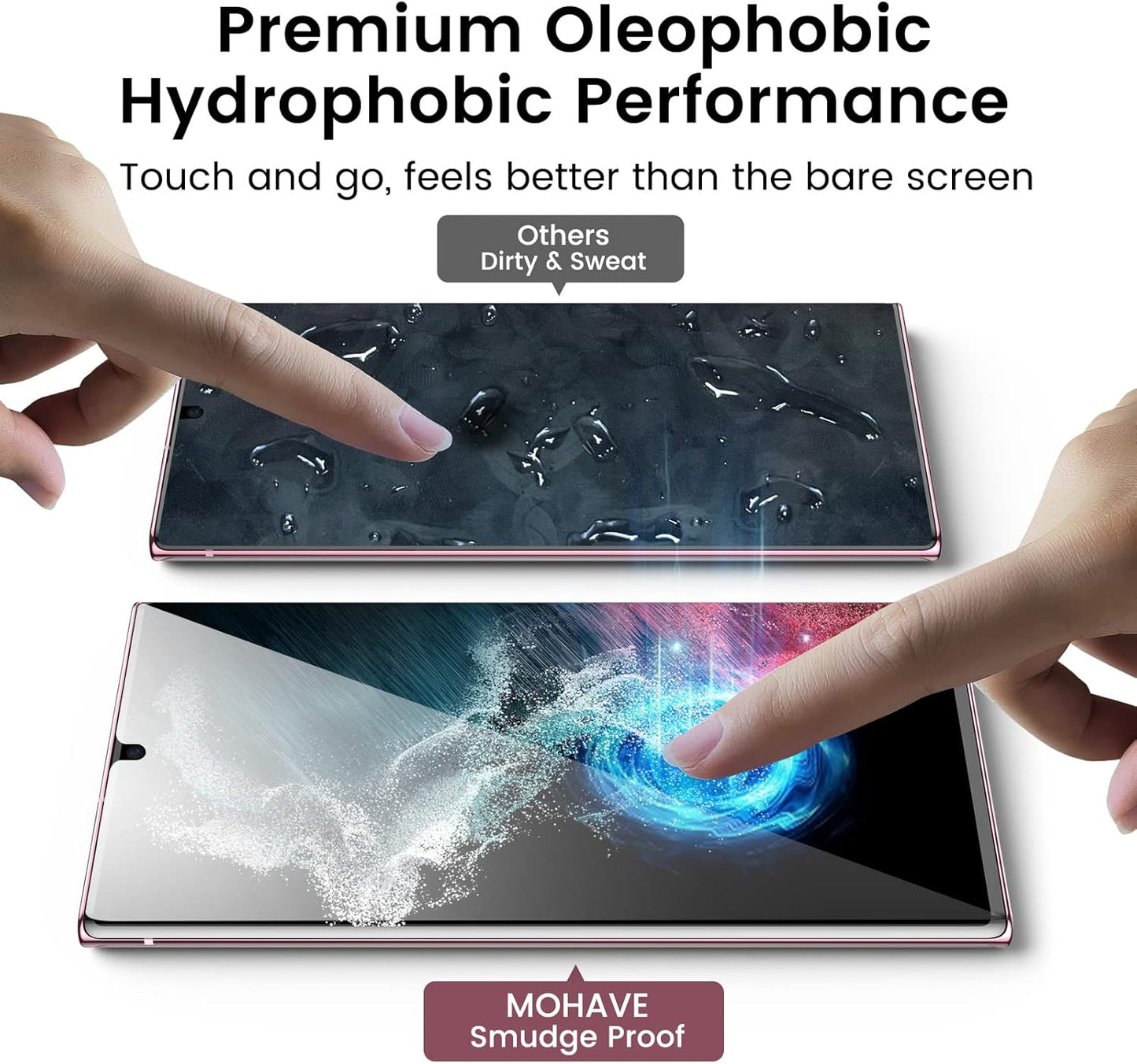 2 Pack S22 5G 6.8, 3D 7H 100% MOHAVE [Auto Alignment/Dust Removal] Privacy Screen Protector for Samsung Galaxy Ultra