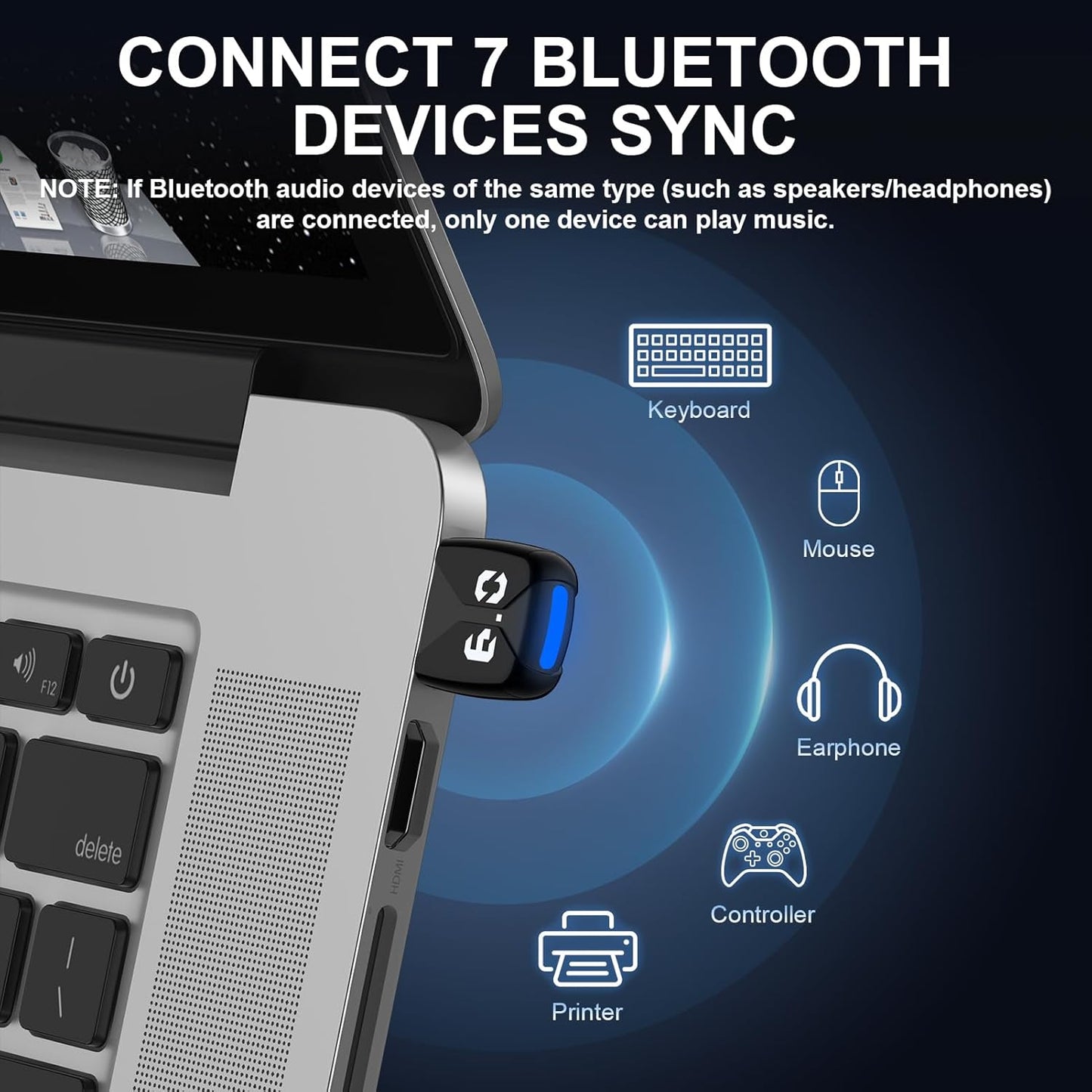 Radidi 6.0 11/10/8.1, USB Bluetooth Adapter for PC, Bluetooth Dongle Receiver EDR & BLE, Plug & Play for Windows