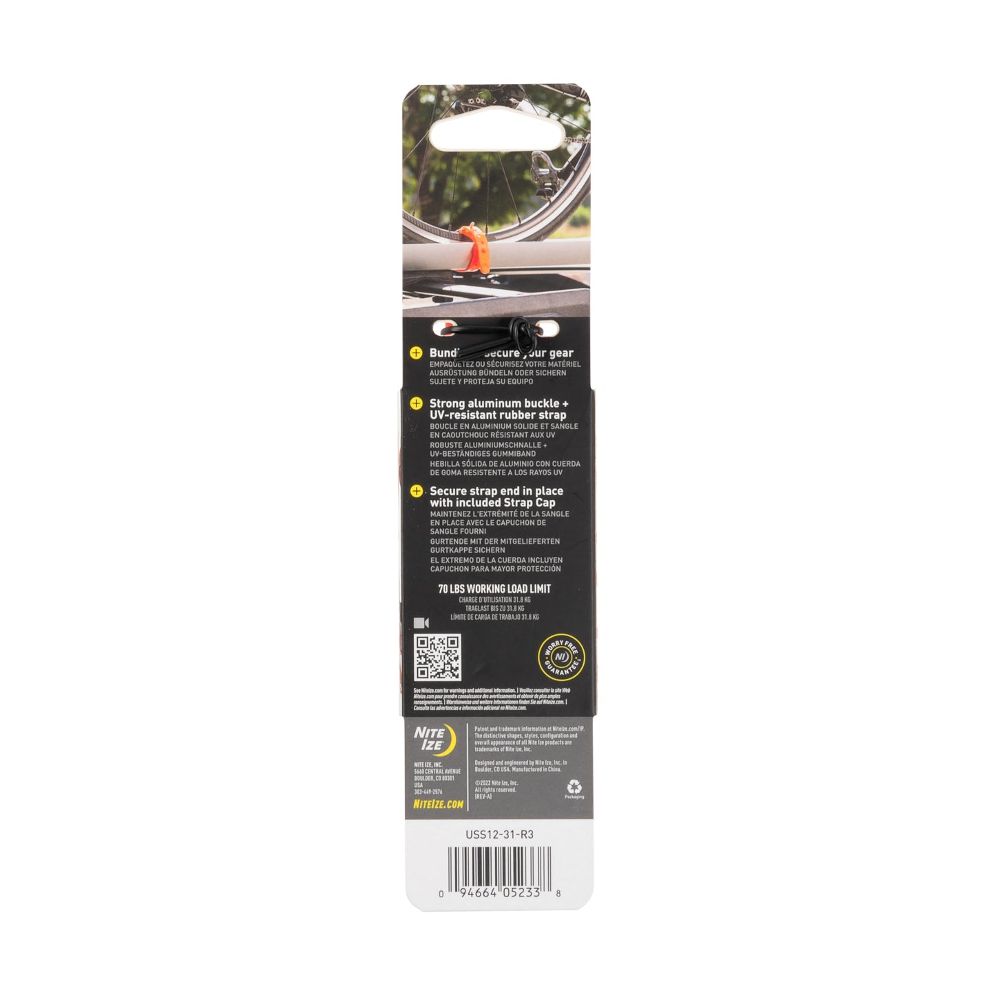Nite Ize GearPro Utility Strap - Durable All-Purpose Utility Rubber Strap with Aluminum Buckle - Secure Equipment & Gear - UV-Resistant & Stretchy - 12", Bright Orange (3 Pack)