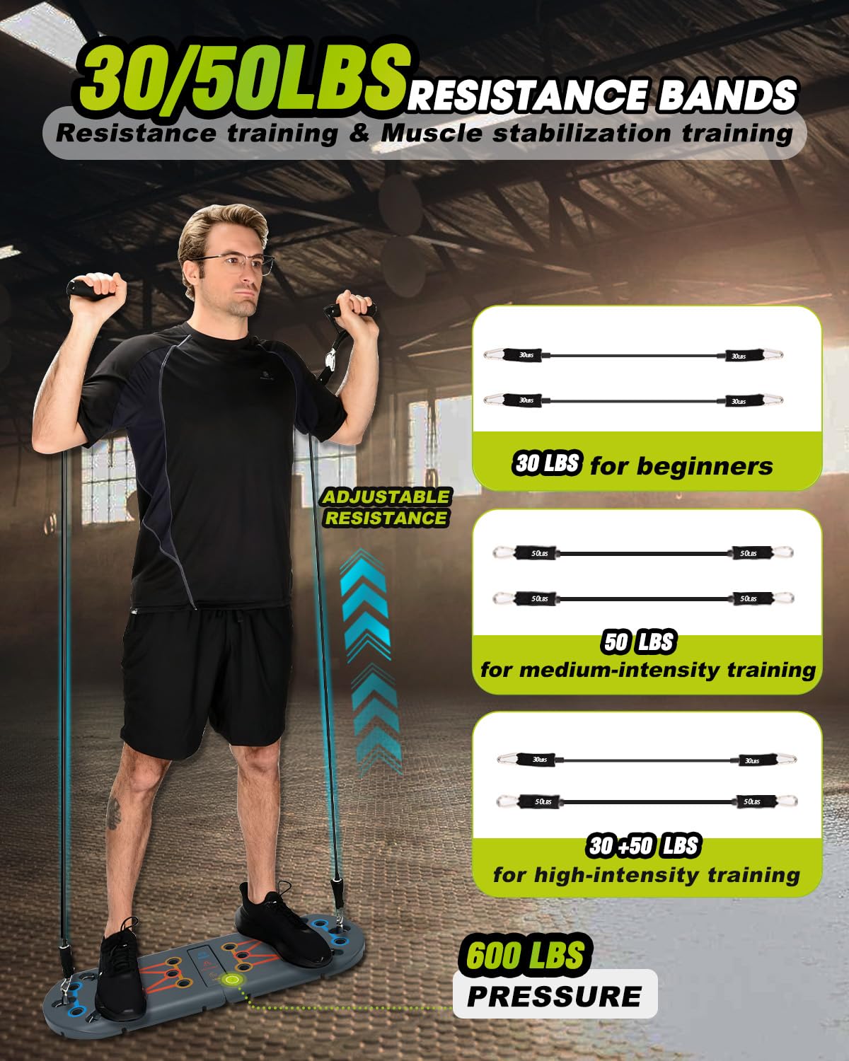 Hikeen Home Workout Equipment to Help Achieve Fitness Goals, 27-in-1 Portable Gym Exercise Equipment with Compact Push-Up Board, Resistance Bands, Ab Roller Wheel, and Pilates Bar, Master Your Workout