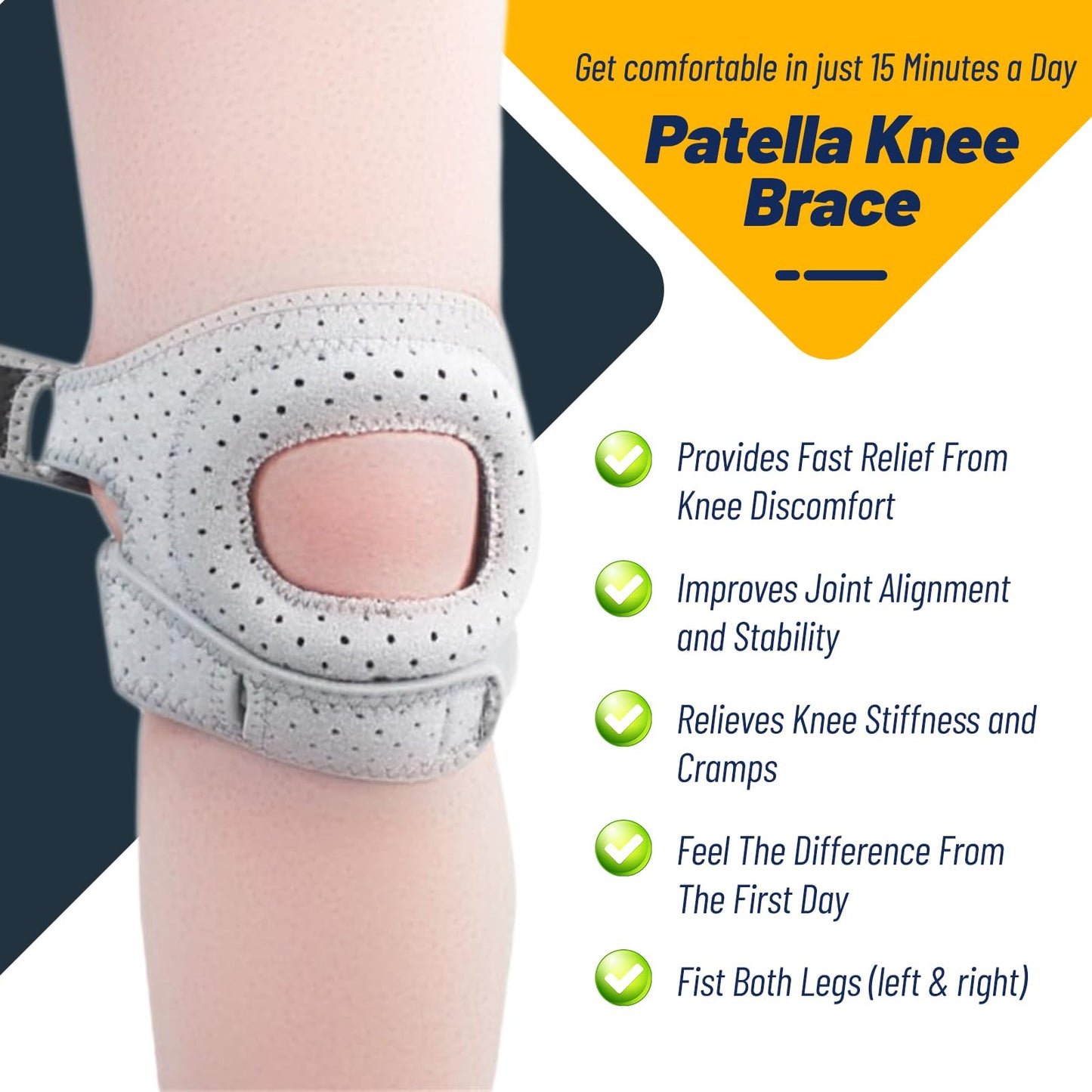 RakRlek Knee Brace for Women & Men - Adjustable Support with Side Stabilizers & Patella Gel Pad - Relief for Meniscus Tear, Arthritis, Injury Recovery - Runnings, Workout(Gray)