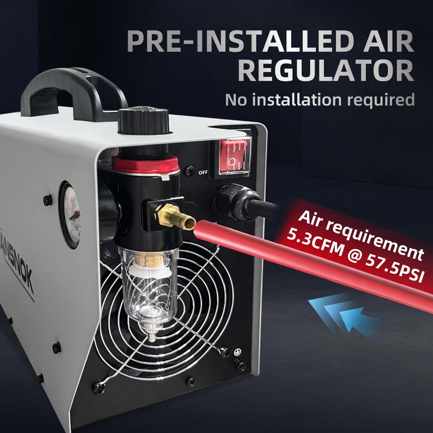 HANSNOK Plasma Cutter,50Amps Cutter Machine with 110/220V Dual Voltage IGBT Inverter,Large Digital Display,Air Sensor,1/2 Inch Clean Cut 5/8 Inch Max Cut Post Flow and 2T/4T,Portable Metal Cutting