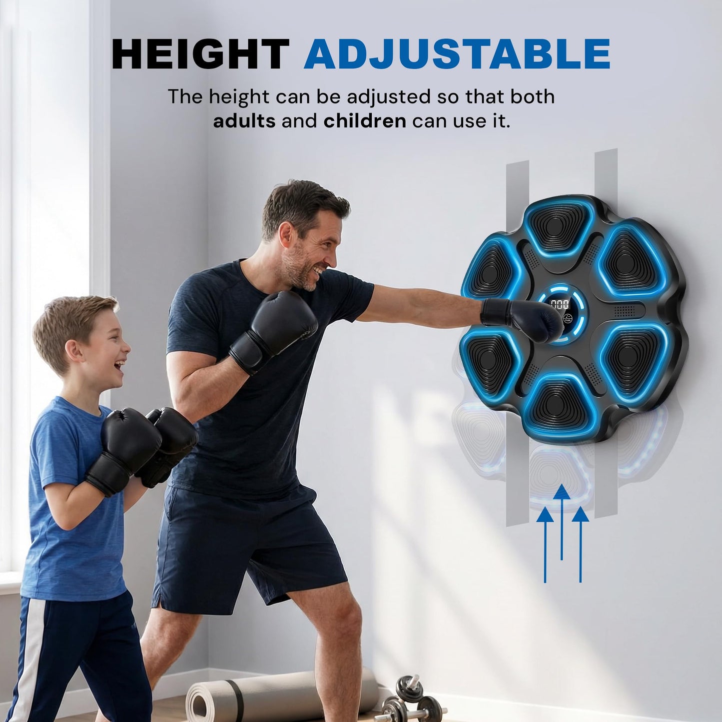 MILENTII Musical Boxing Machine Wall Mounted with Gloves, Smart Boxing Machine with Bluetooth Speaker & LED Display, Adjustable Speed Punching Machine for Adults & Kids Home Training Equipment