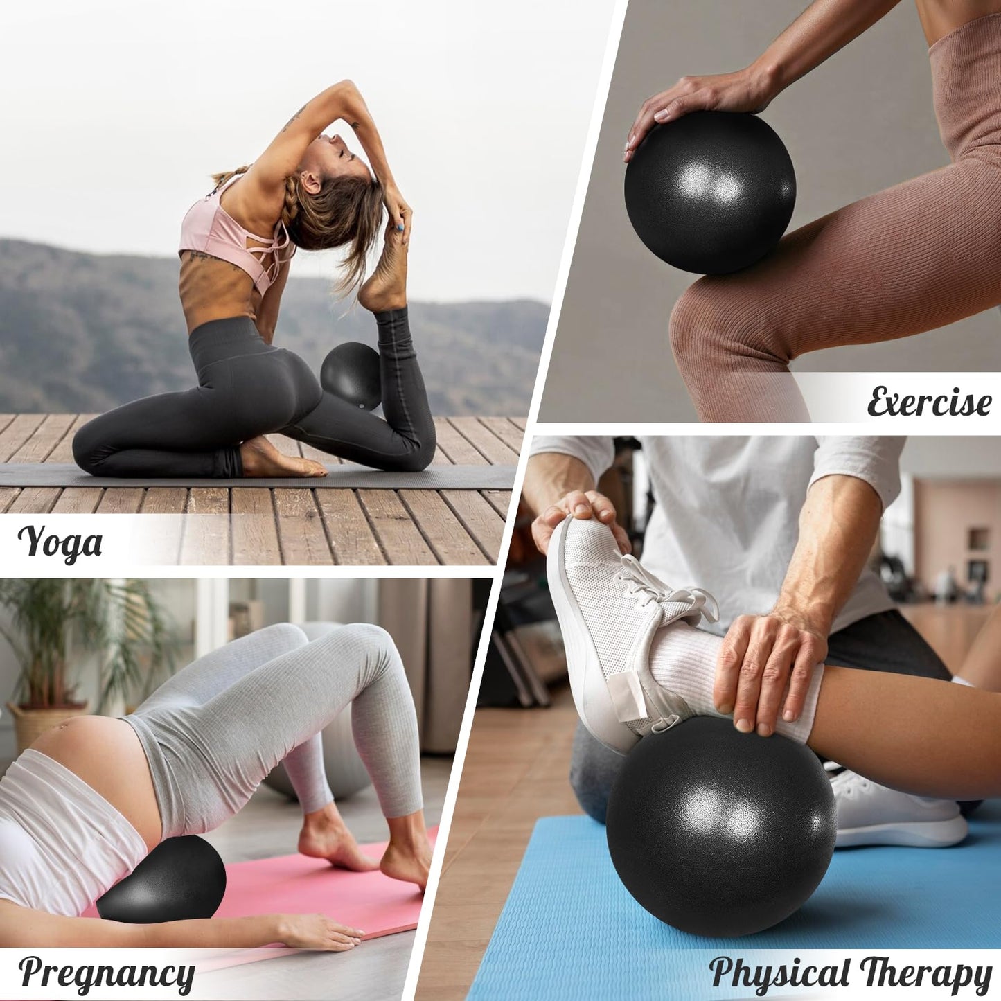 Pimoys Pilates Ball 9 Inch Small Exercise Ball Mini Yoga Ball Workout Ball for Stability, Barre, Fitness, Bender, Core Training, Improves Balance (Black)