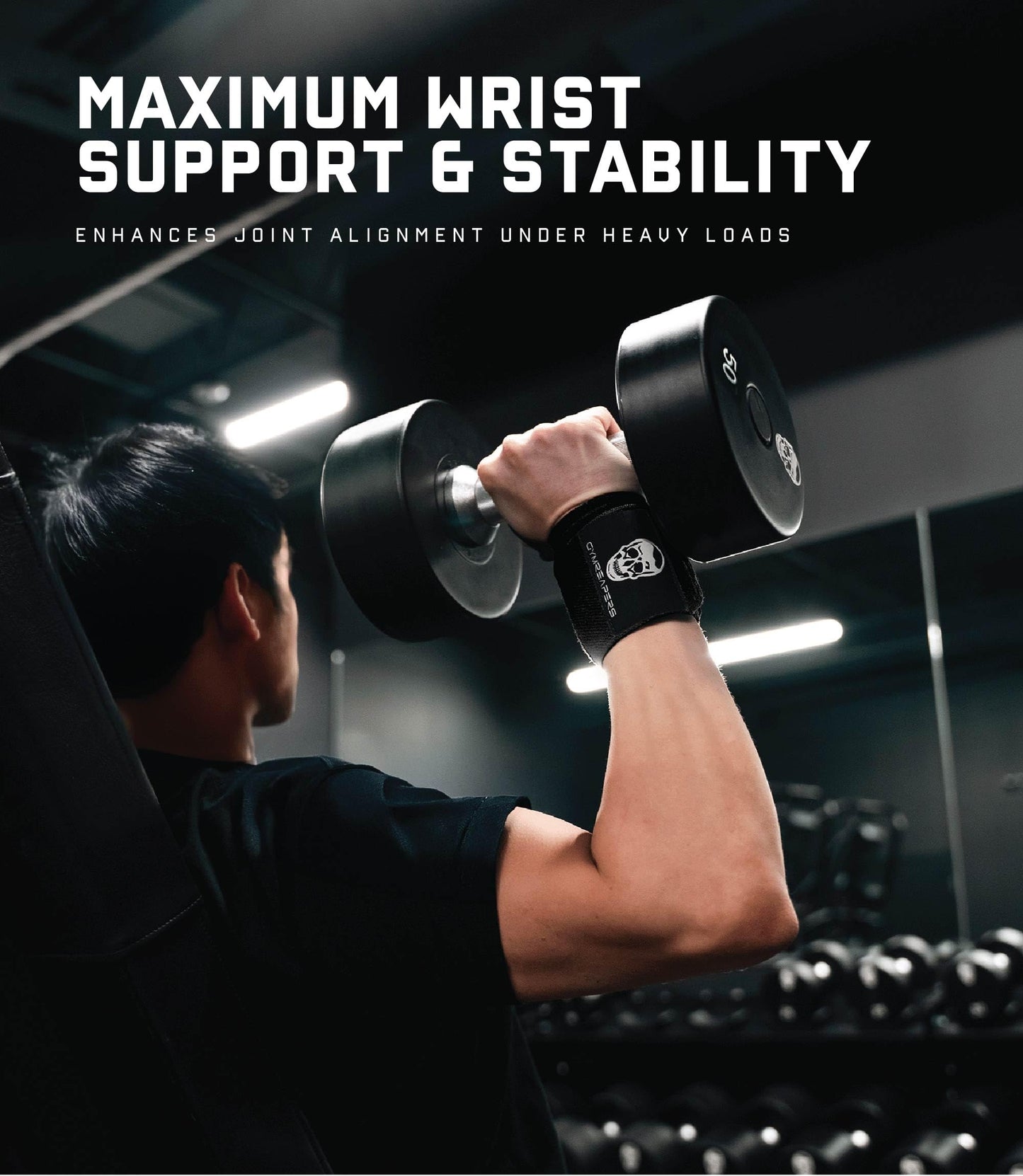 Gymreapers Weightlifting Wrist Wraps (Competition Grade) 18" Professional Quality Wrist Support with Heavy Duty Thumb Loop - Best Wrap for Powerlifting, Strength Training, Bodybuilding(Black,18")