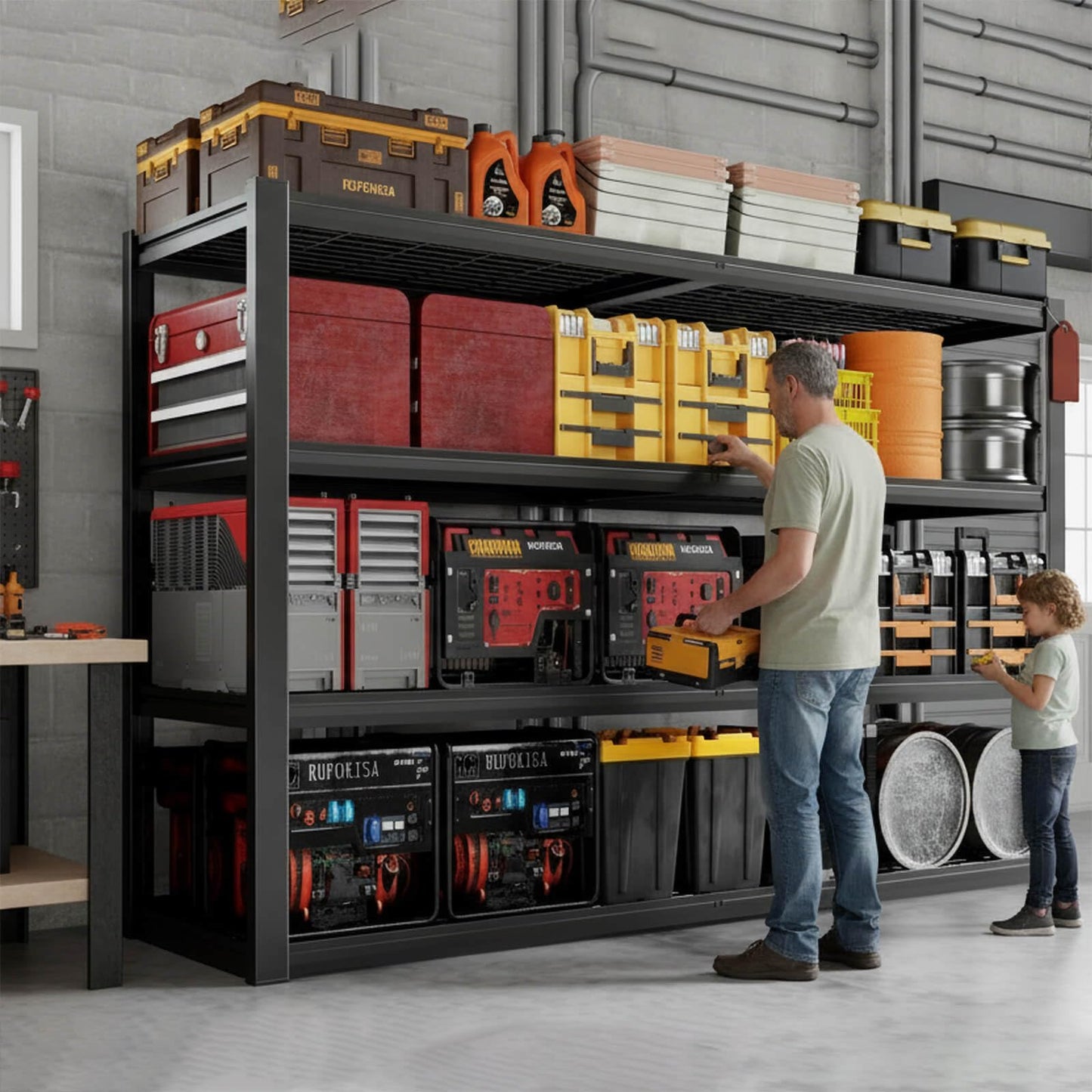 SKZNSA 30" Deep Garage Shelving Unit, 55" W x 30" D x 72" H, Heavy Duty Garage Storage Shelves, 4 Tier Industrial Adjustable Shelves for Basement Warehouse, Commercial Shelving