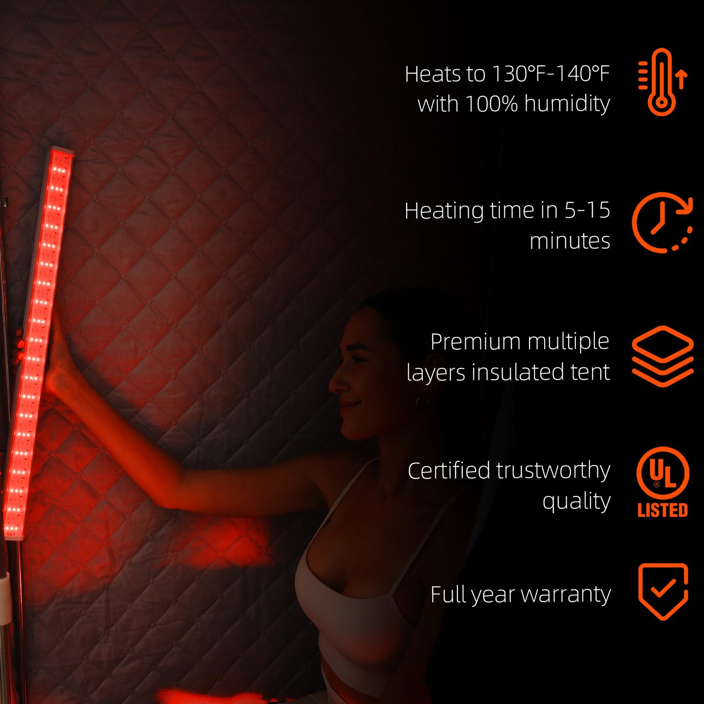 X-Vitalis 2 Person Portable Steam Sauna for Home with Two Red Light Therapy Panels Full Body Home Spa (Black)