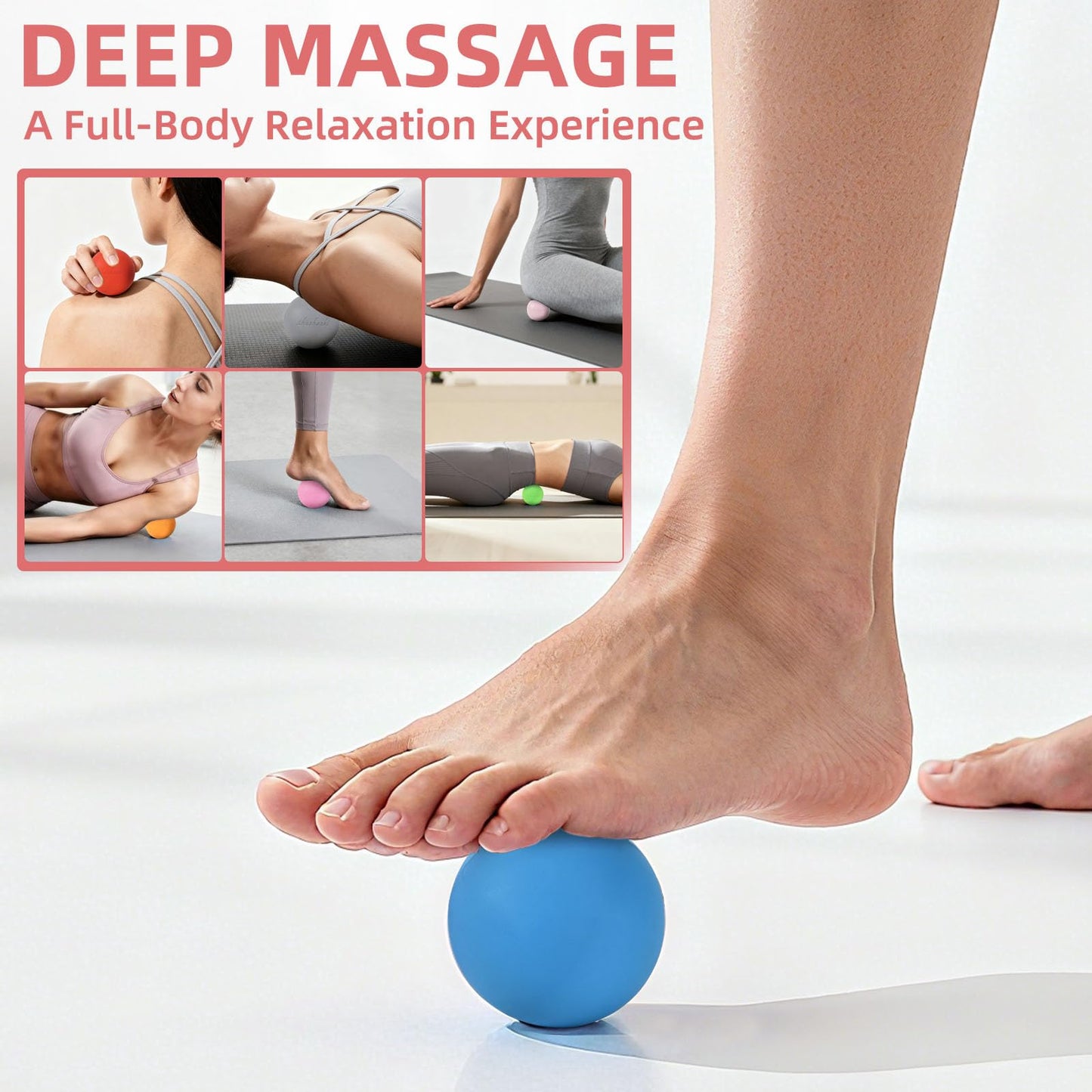 Massage Lacrosse Balls 2 Pack, Rubber Trigger Point Therapy Balls for Deep Tissue Myofascial Release, Plantar Fasciitis & Muscle Soreness Relief, Portable Pain Relief Tool (Purple and Blue)