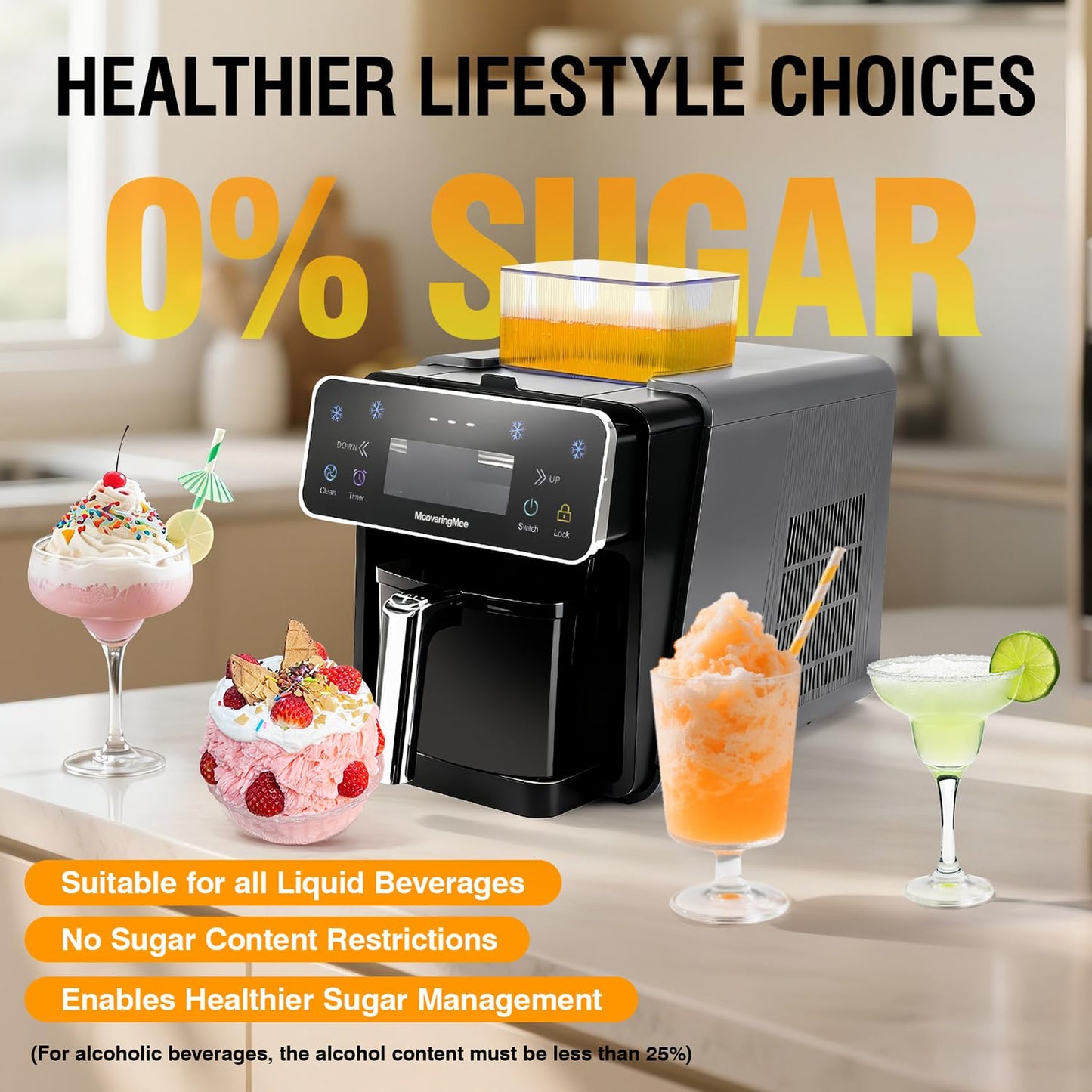 Slushie Machine, 4 IN 1 Shaved lce Machine & Slushie Machine & lce Cream Maker & Frozen Drink Machine, No Sugar Content Requirements, No Ice Needed, Auto-Clean, Perfect for Family, Parties