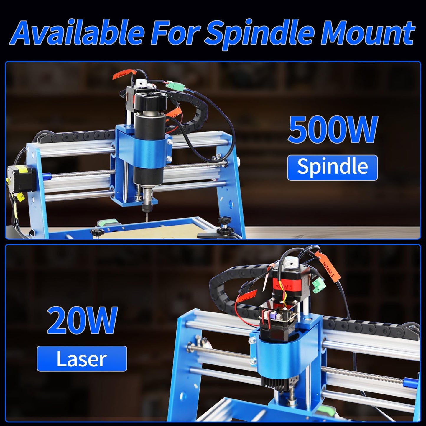 WolfPawn 3018 500W CNC Router Machine All Metal Structure 3 Aixs CNC Engraving Machine with Emergency Stop Button and Limit Switches for Wood Acrylic MDF Nylon Carving, Working Area 300X180X60mm