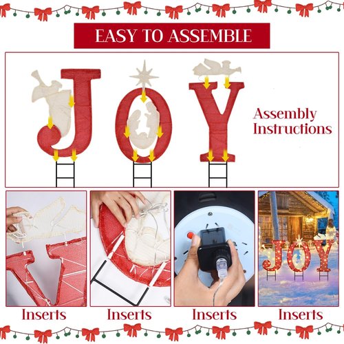 JETEHO 30.89 Inch Nativity Outdoor Christmas Decorations, 3 PCS Nativity Sets with Gold Star for Home Lawn