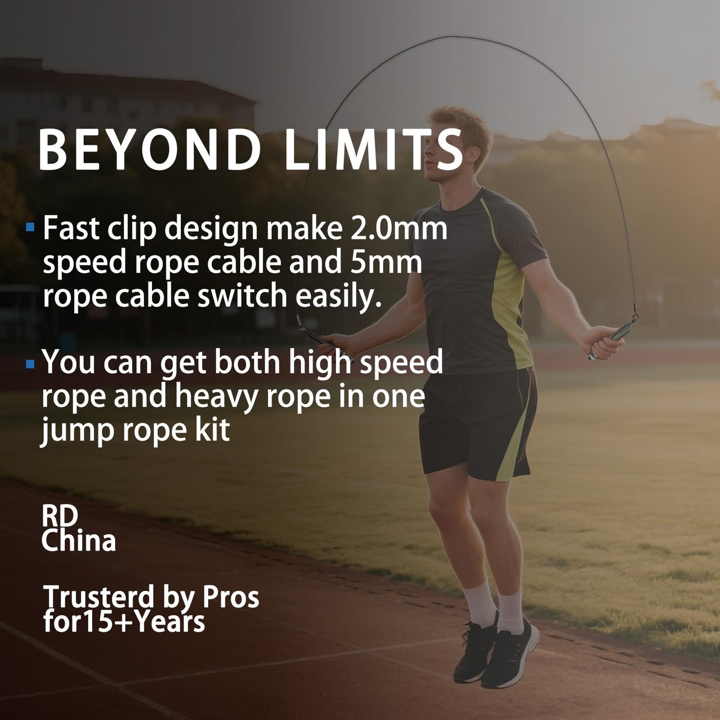 MOGOLD DIY Adjustable Weight Jump Rope (0.4LB /1/2LB/0.7LB /0.8LB) Interchangeable 2mm & 5mm Cable for CrossFit, Double Unders, HIIT Workouts - Fast Clamp System, 10ft Adjustable