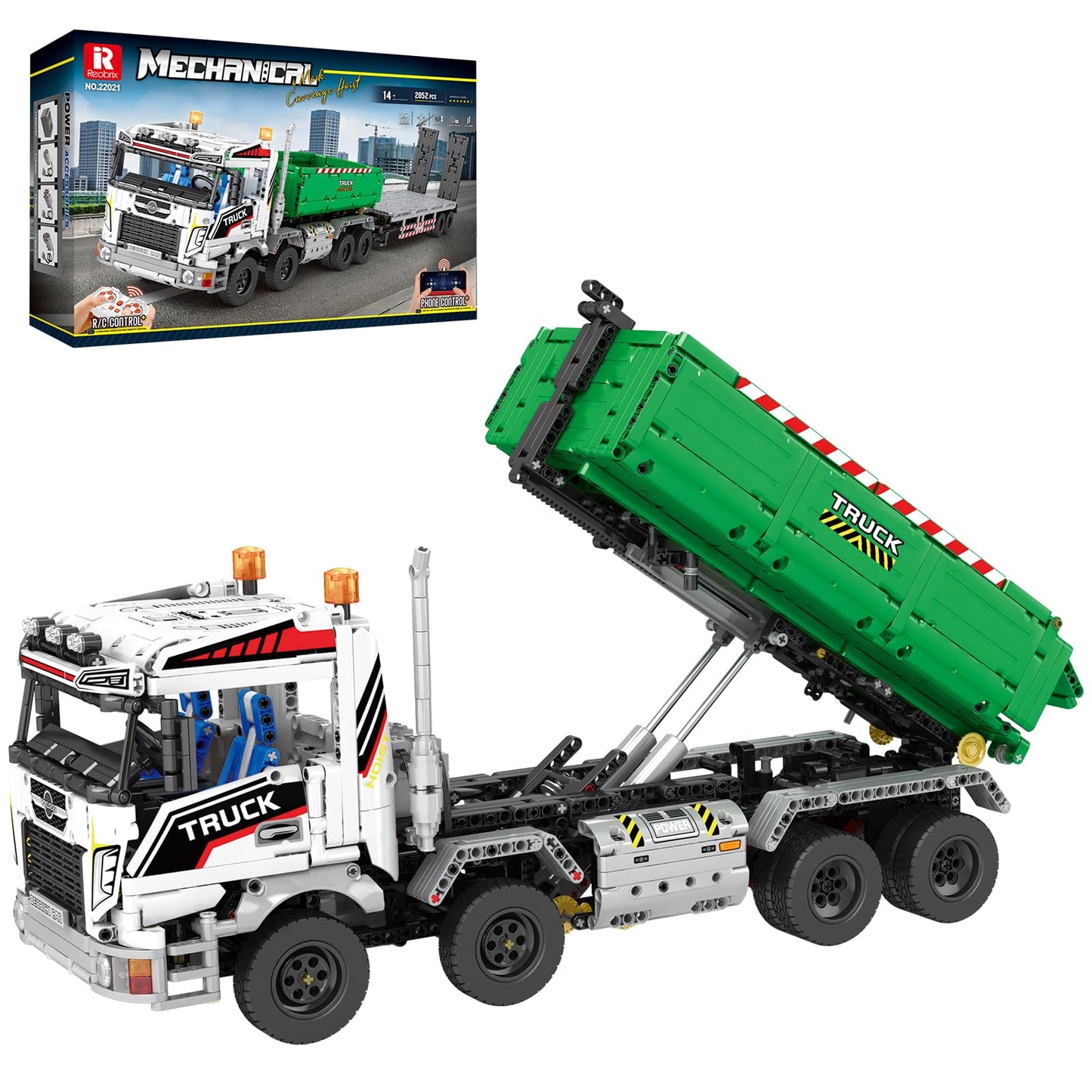 Reobrix 4 in 1 City Construction Building Toys, RC Truck Vehicles Set Toys for Adults and Boys, APP & Remote Control Transport Truck Building Toys, DIY Educational Gift for Boys 14+ (2852 PCS)