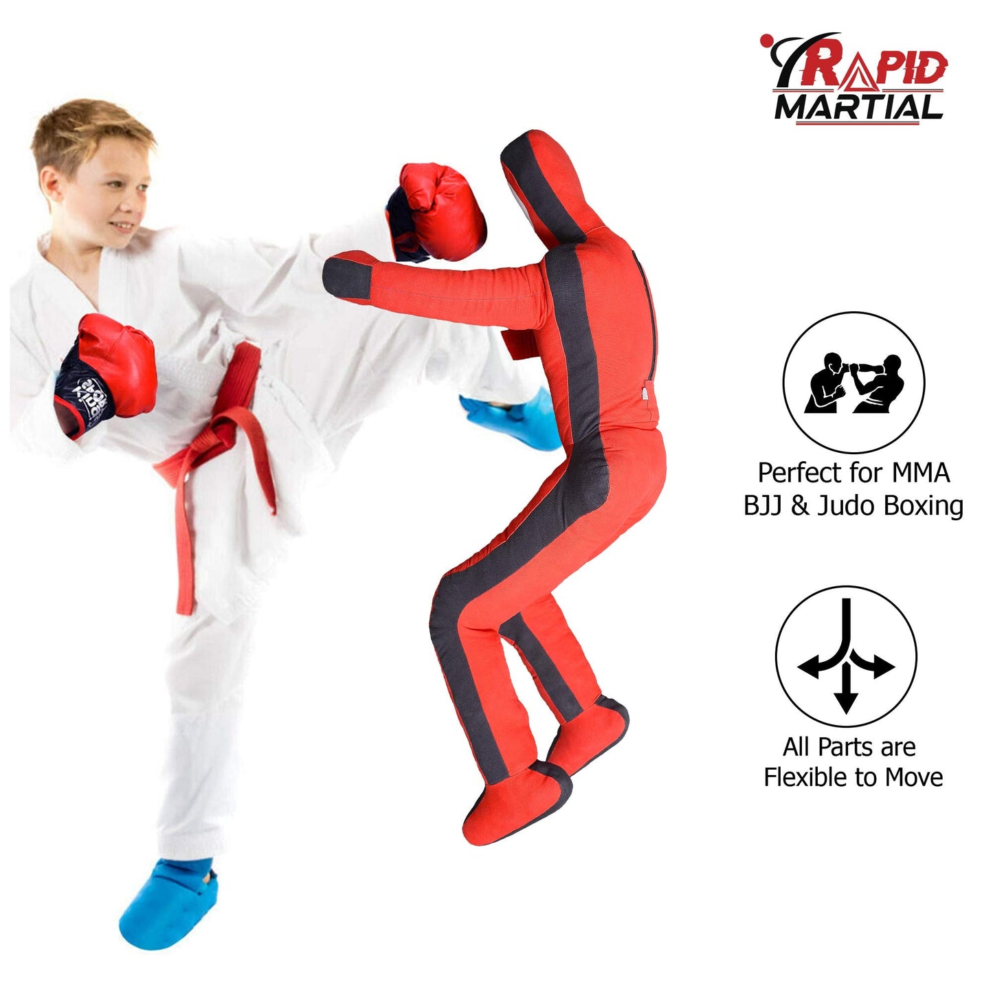 BJJ Wrestling Dummy Punching Bag MMA Brazilian Jiu Jitsu Children Judo Youth Throwing Boxing Dummy Dummies- 3 FT / 36 INCHES-UNFILLED