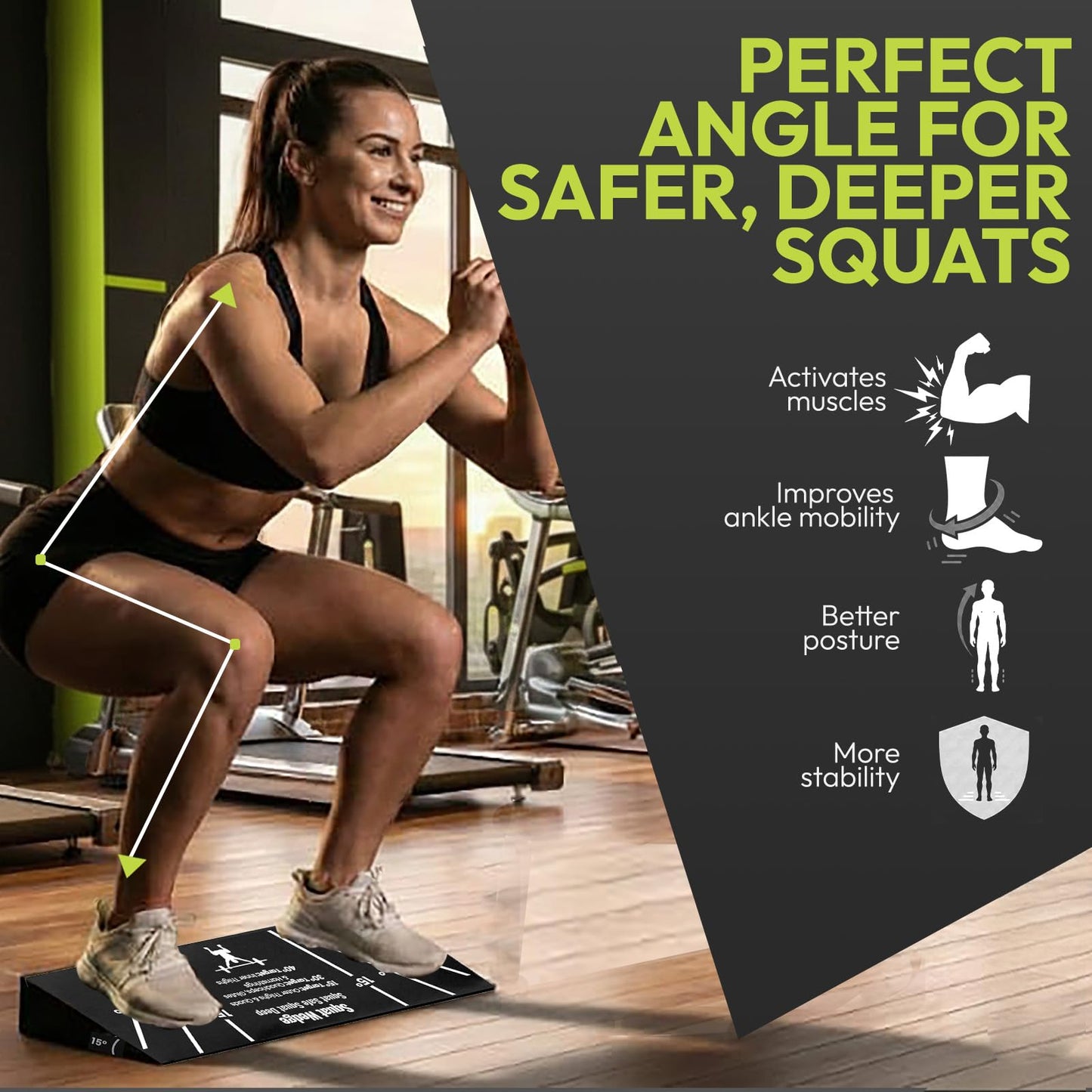 Squat Wedge Block – Non-Slip EVA Material Slant Board with 15°/30°/40° Angle Markings, 15° Heel-Elevated Incline Squat Wedge for Deep Squats & Calf Stretches (Gym, Home, Therapy & Yoga)